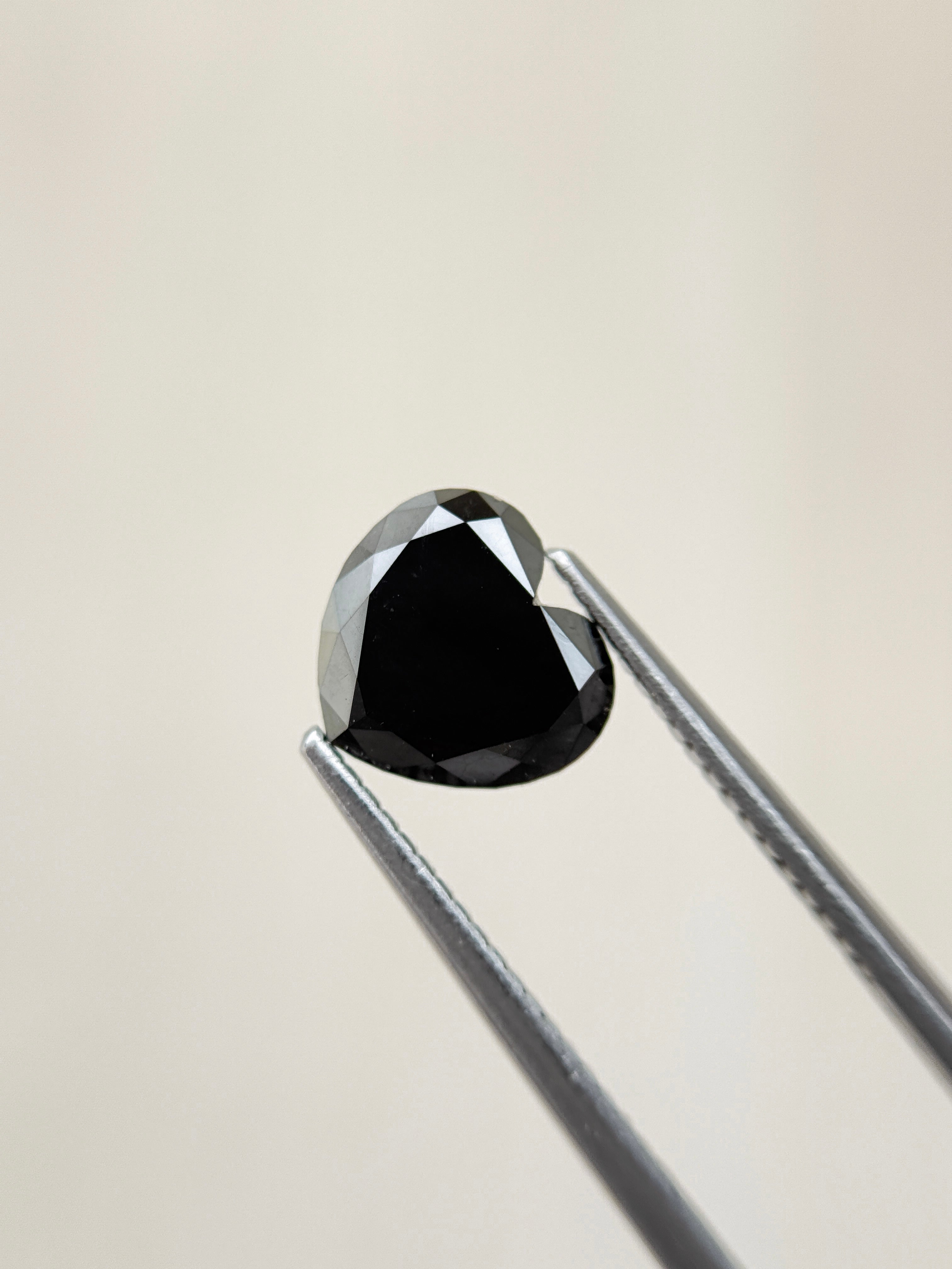 1.64 Ct Heart Rose Cut Black Natural Salt and Pepper Diamond