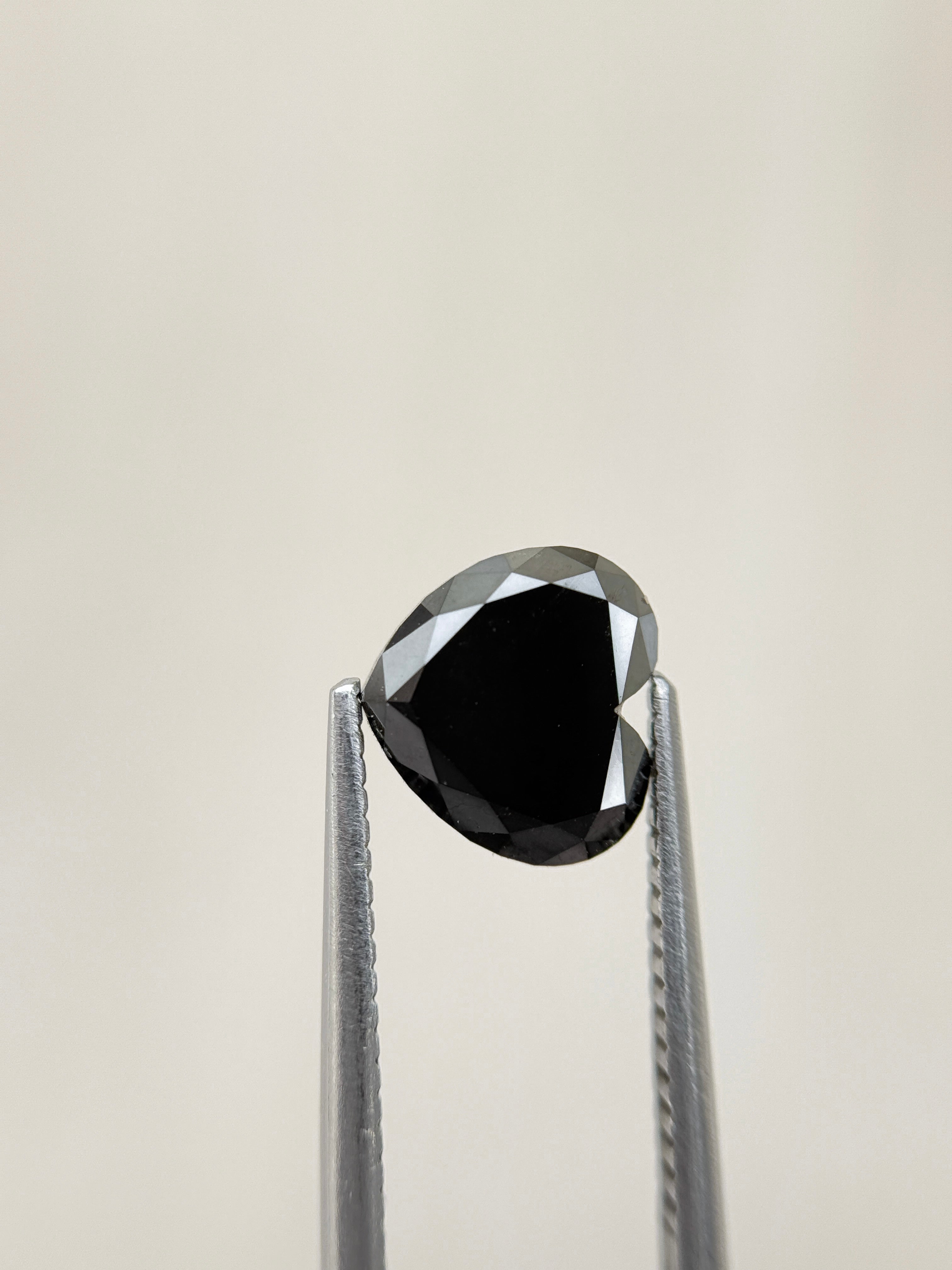 1.64 Ct Heart Rose Cut Black Natural Salt and Pepper Diamond