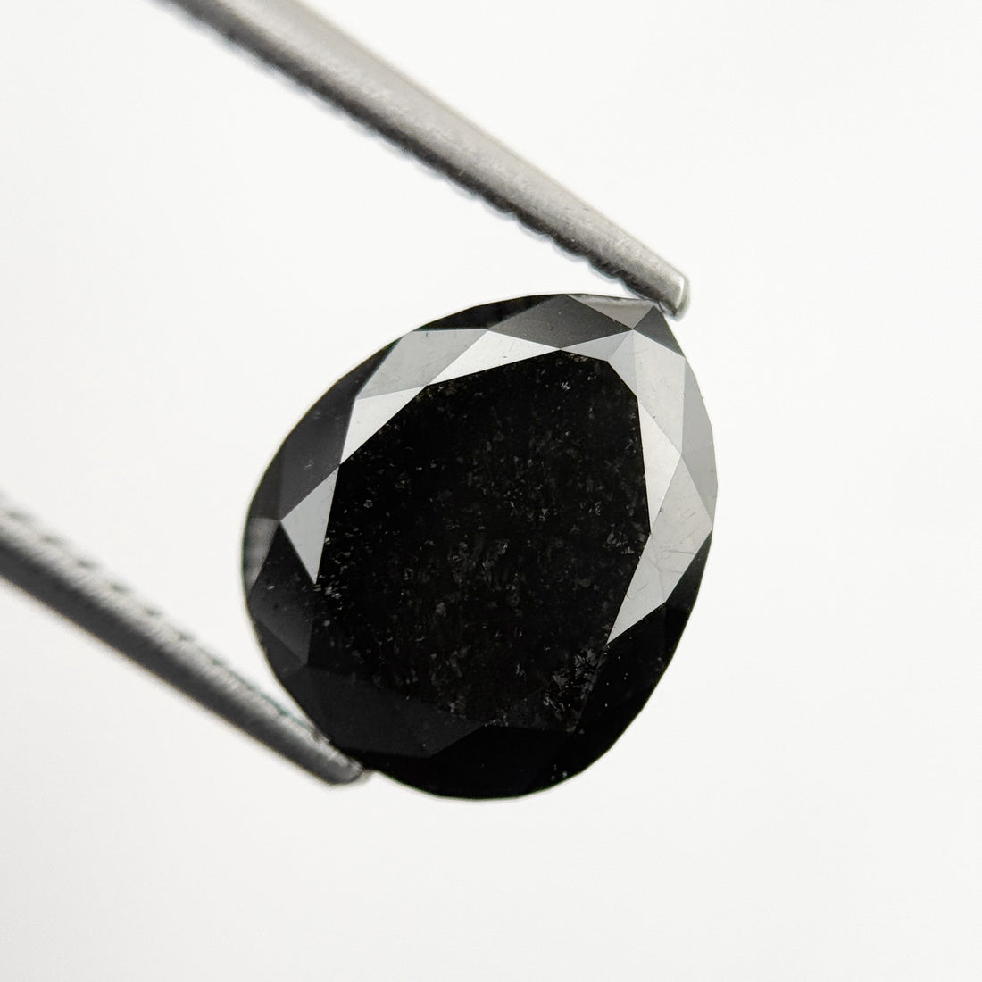 3.85 Ct Pear Rose Cut Black Natural Vintage Diamond