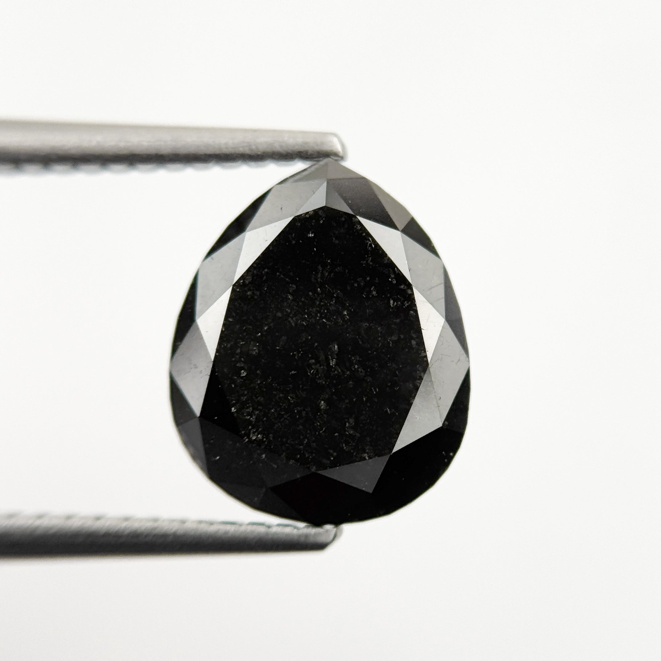 3.85 Ct Pear Rose Cut Black Natural Vintage Diamond