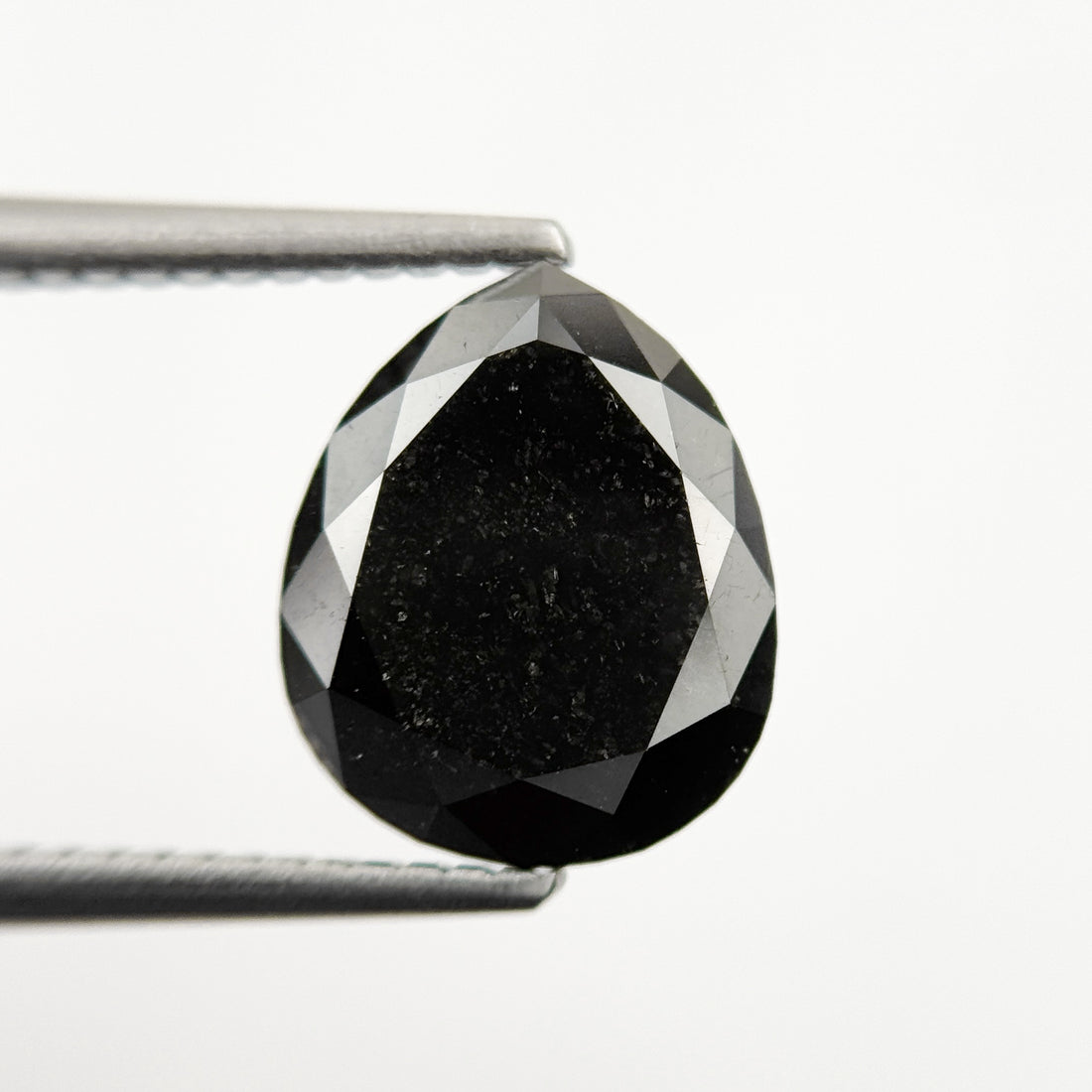3.85 Ct Pear Rose Cut Black Natural Vintage Diamond