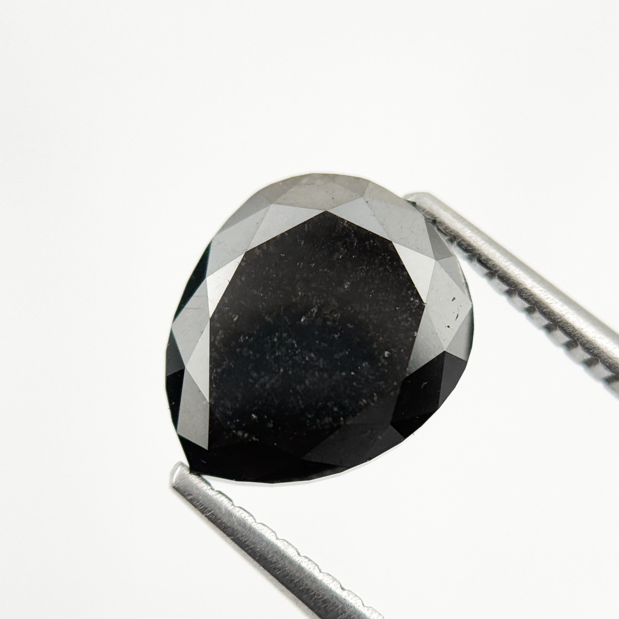 3.85 Ct Pear Rose Cut Black Natural Vintage Diamond