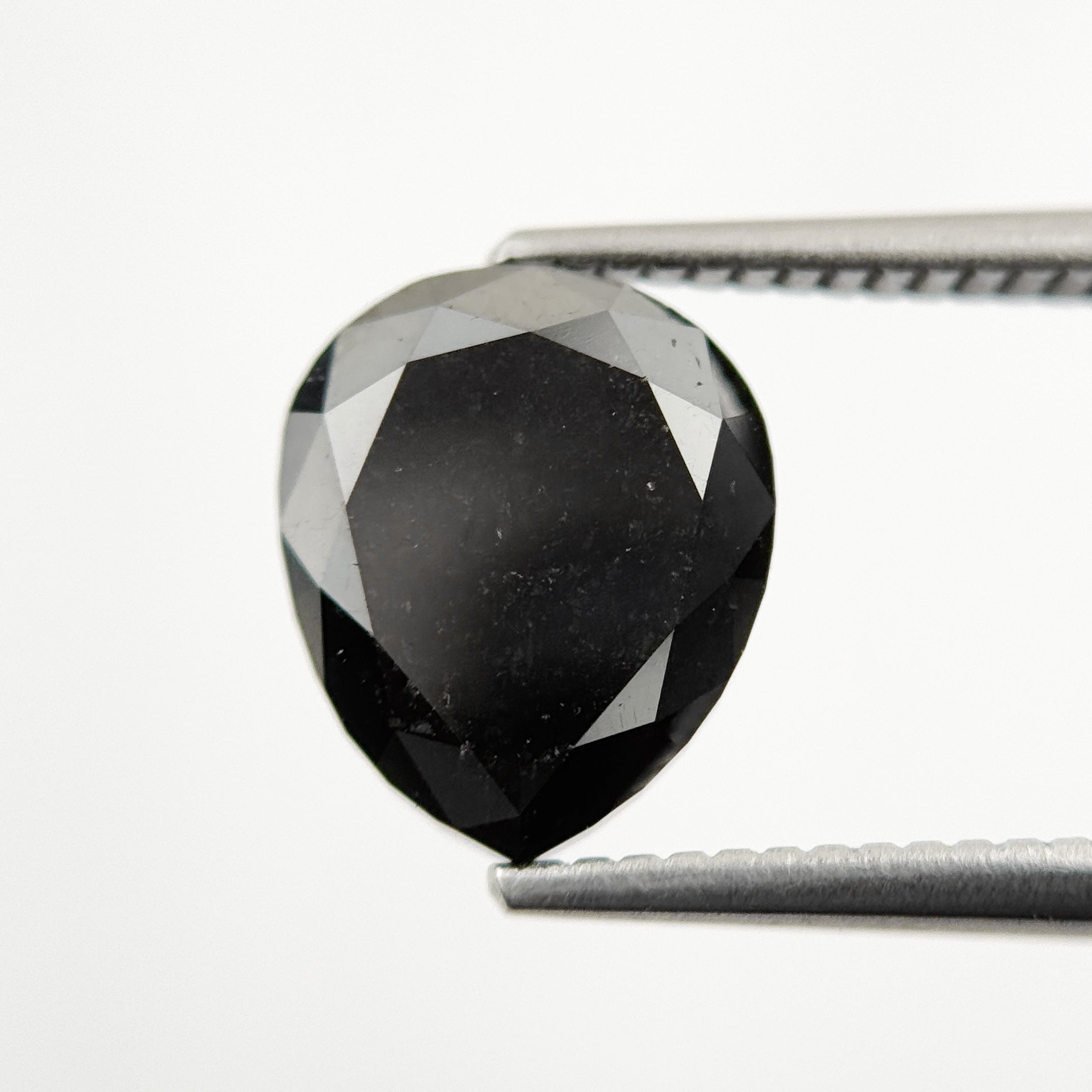 3.85 Ct Pear Rose Cut Black Natural Vintage Diamond