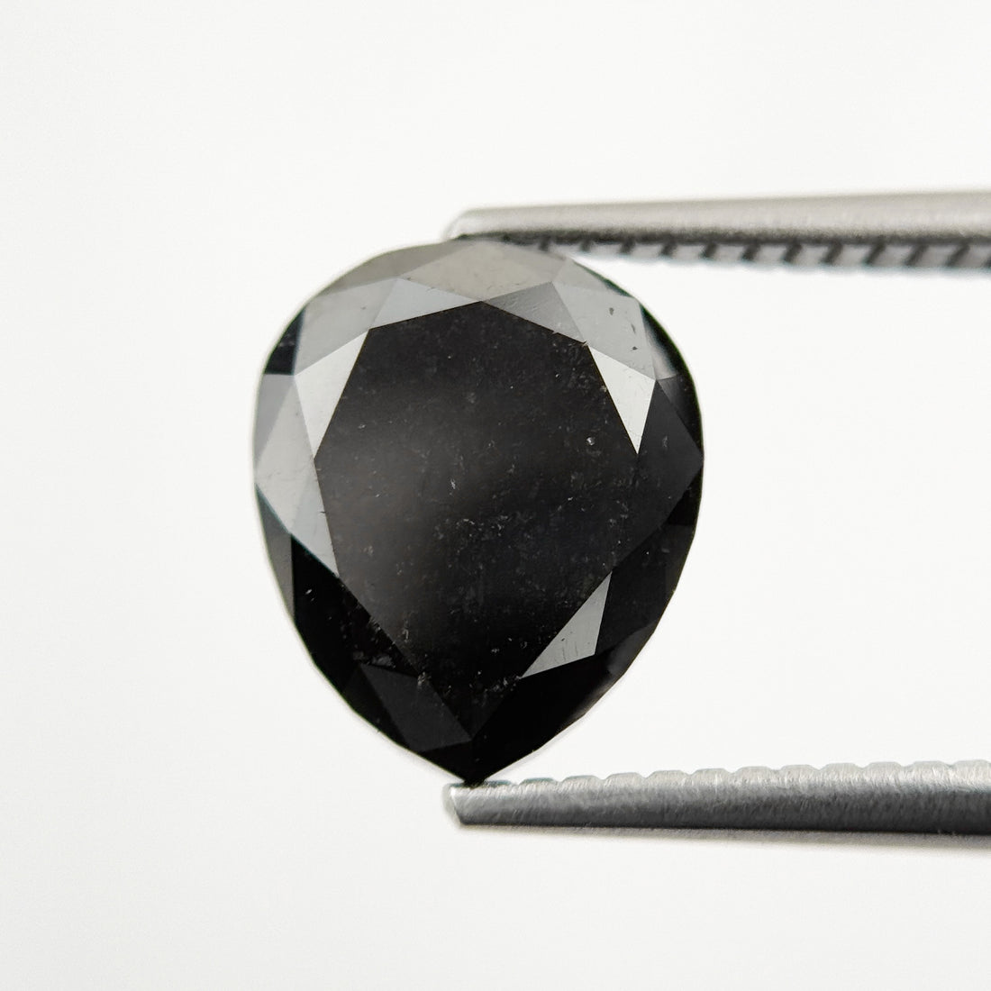 3.85 Ct Pear Rose Cut Black Natural Vintage Diamond
