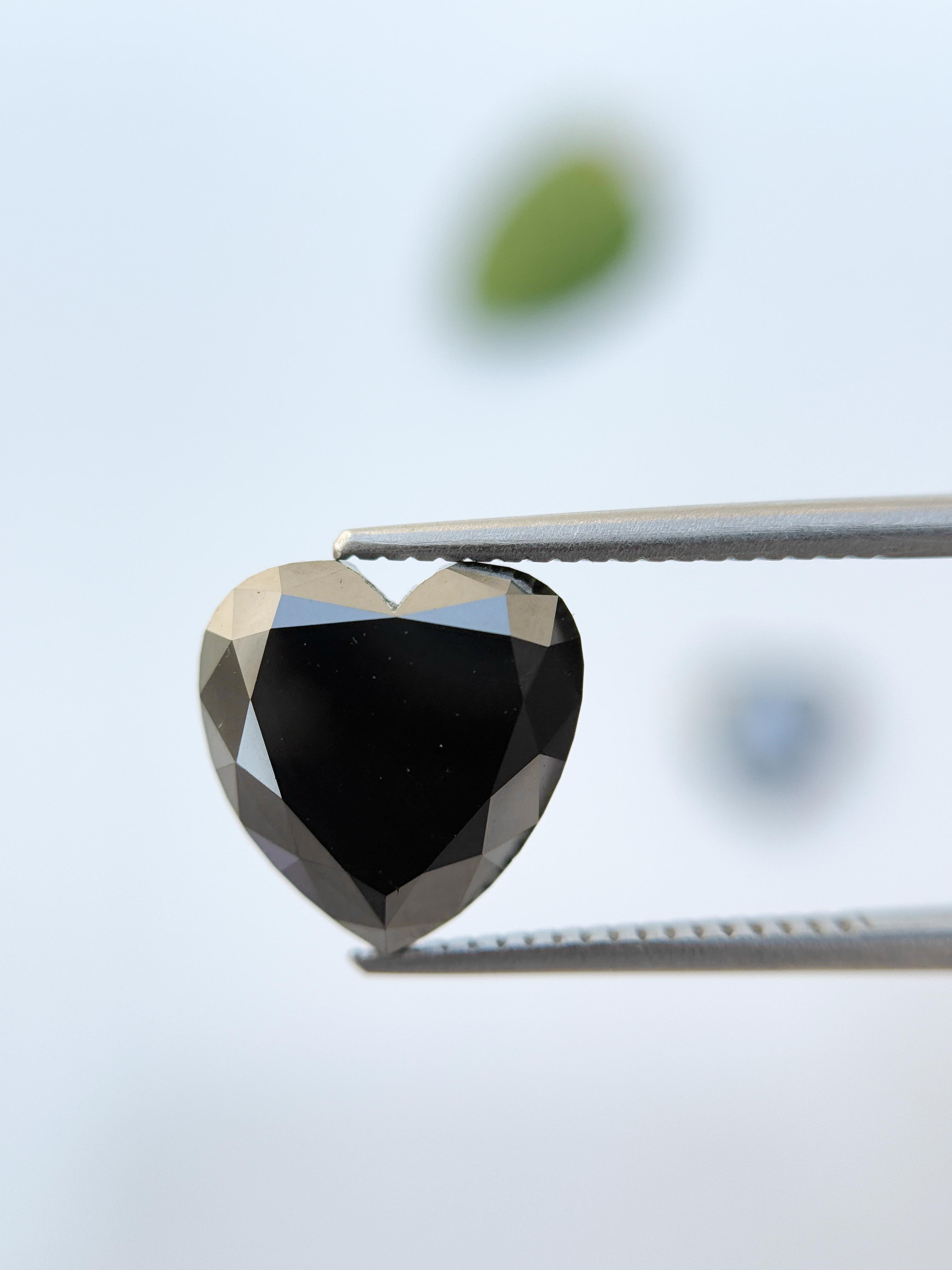 6.95 Ct Heart Rose Cut Black Natural Salt and Pepper Diamond