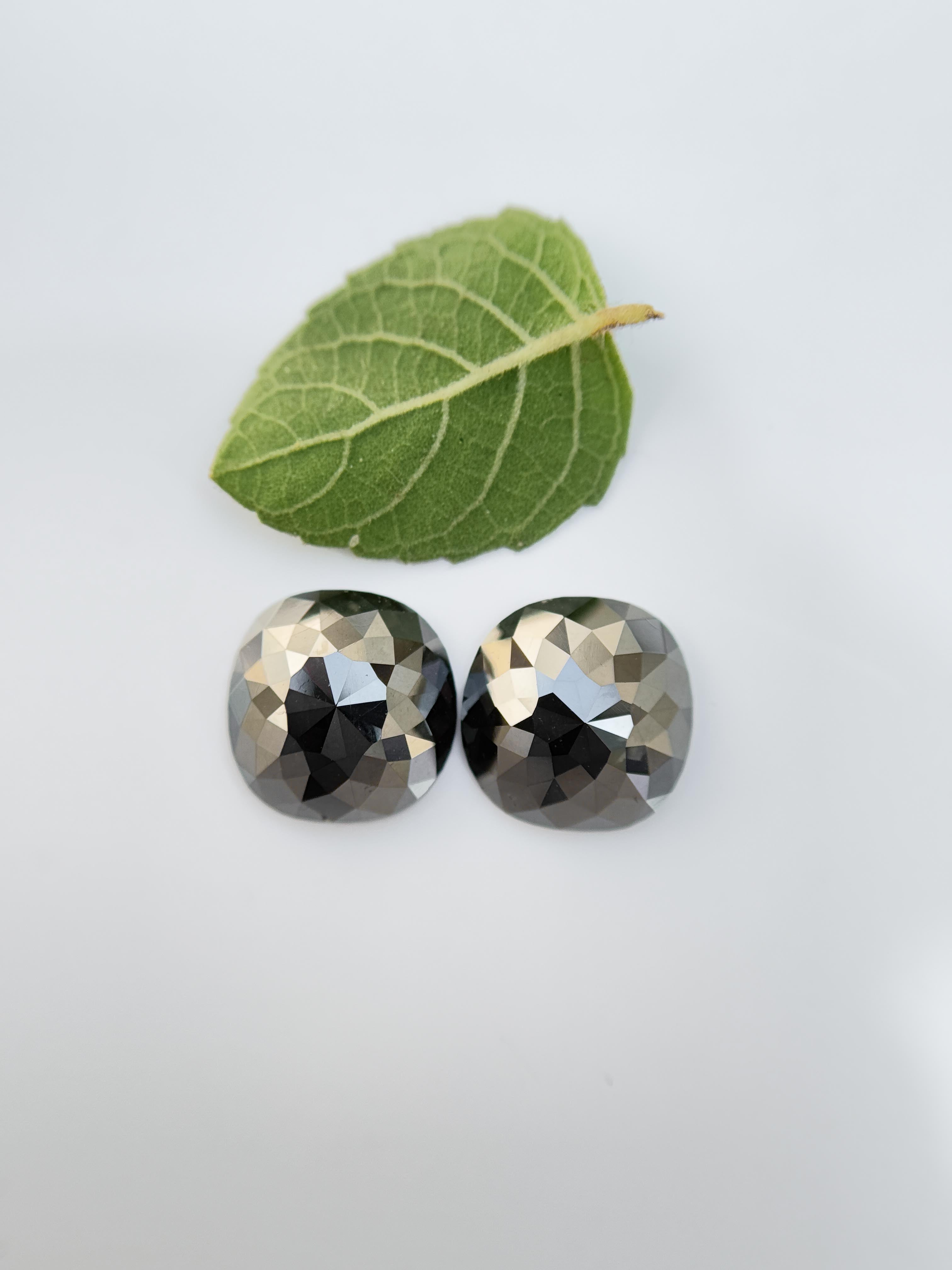 6.08 Ct Cushion Rose Cut Grey Natural Salt and Pepper Diamond