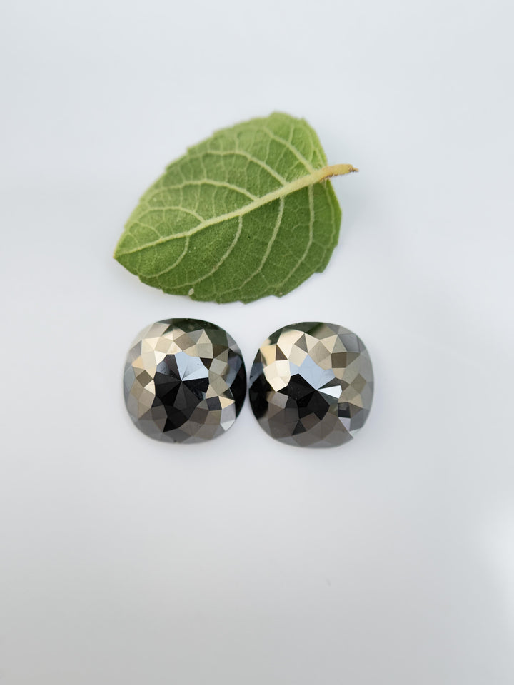 6.08 Ct Cushion Rose Cut Grey Natural Salt and Pepper Diamond