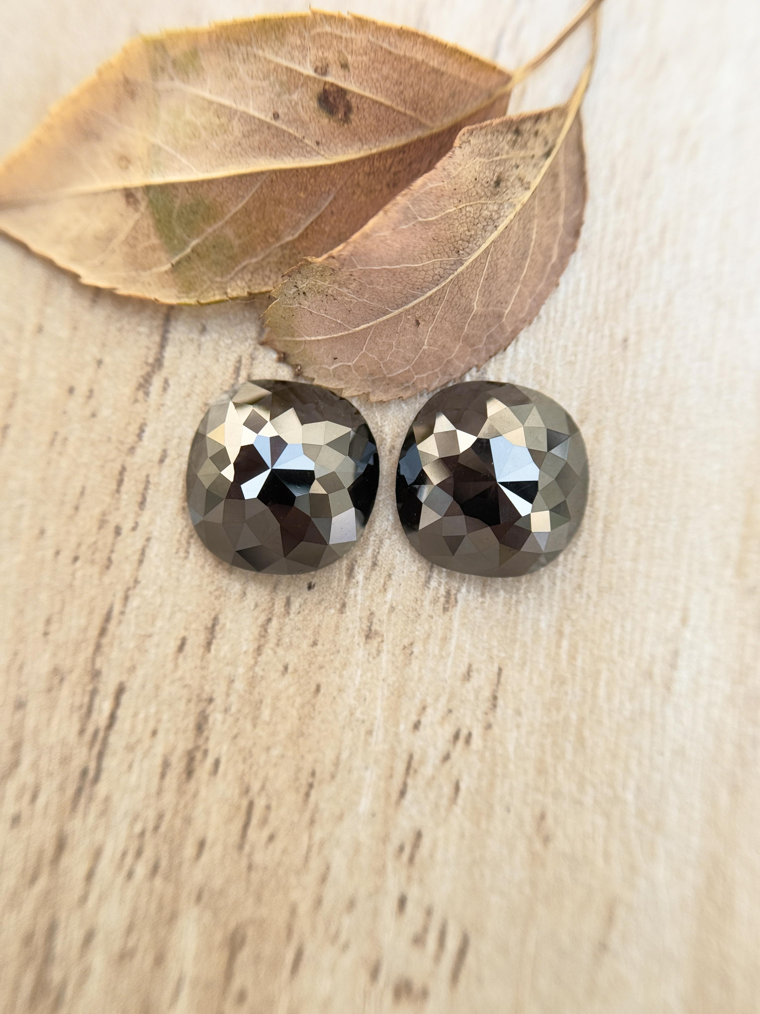 6.08 Ct Cushion Rose Cut Grey Natural Salt and Pepper Diamond