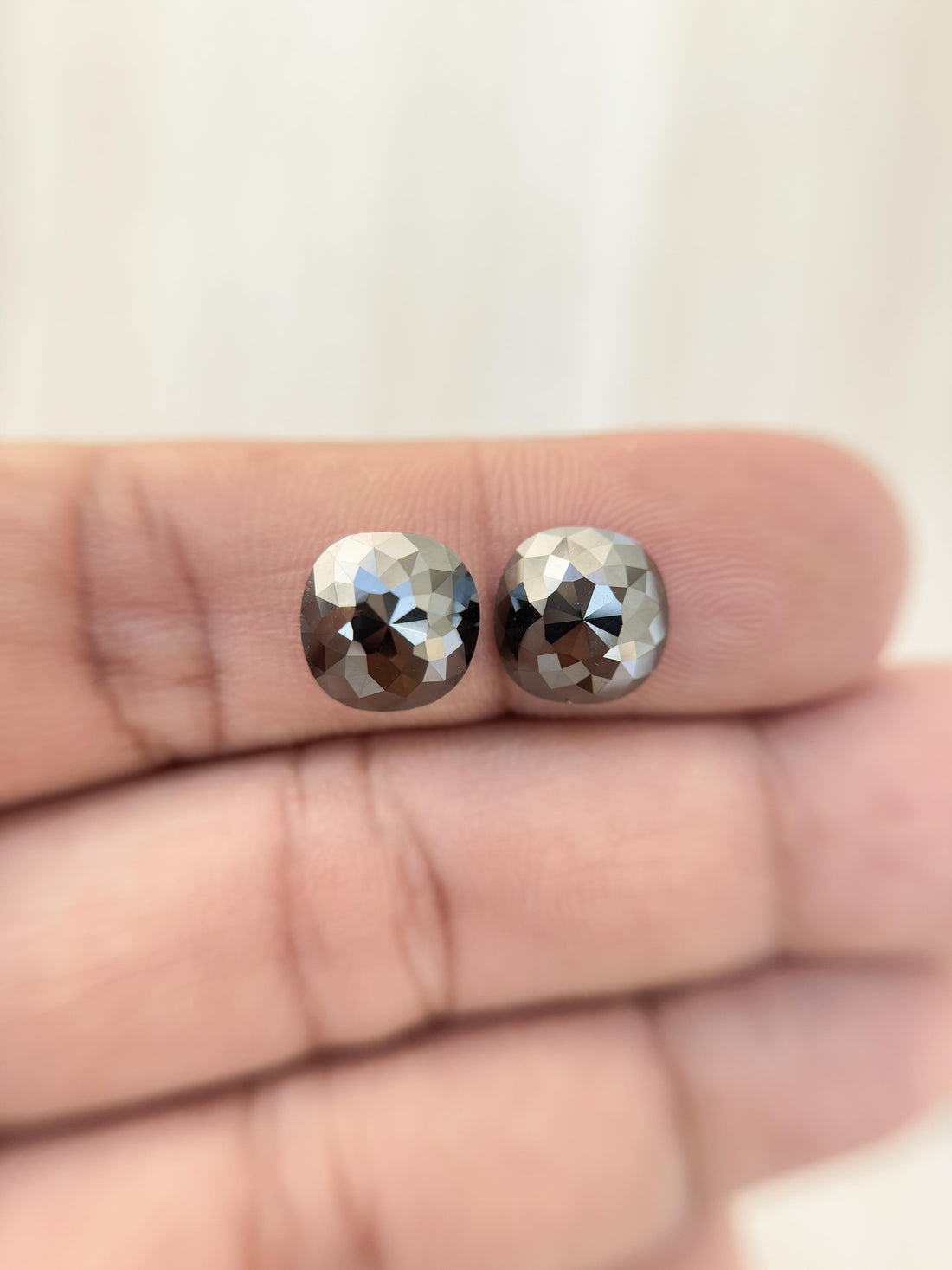 6.08 Ct Cushion Rose Cut Grey Natural Salt and Pepper Diamond