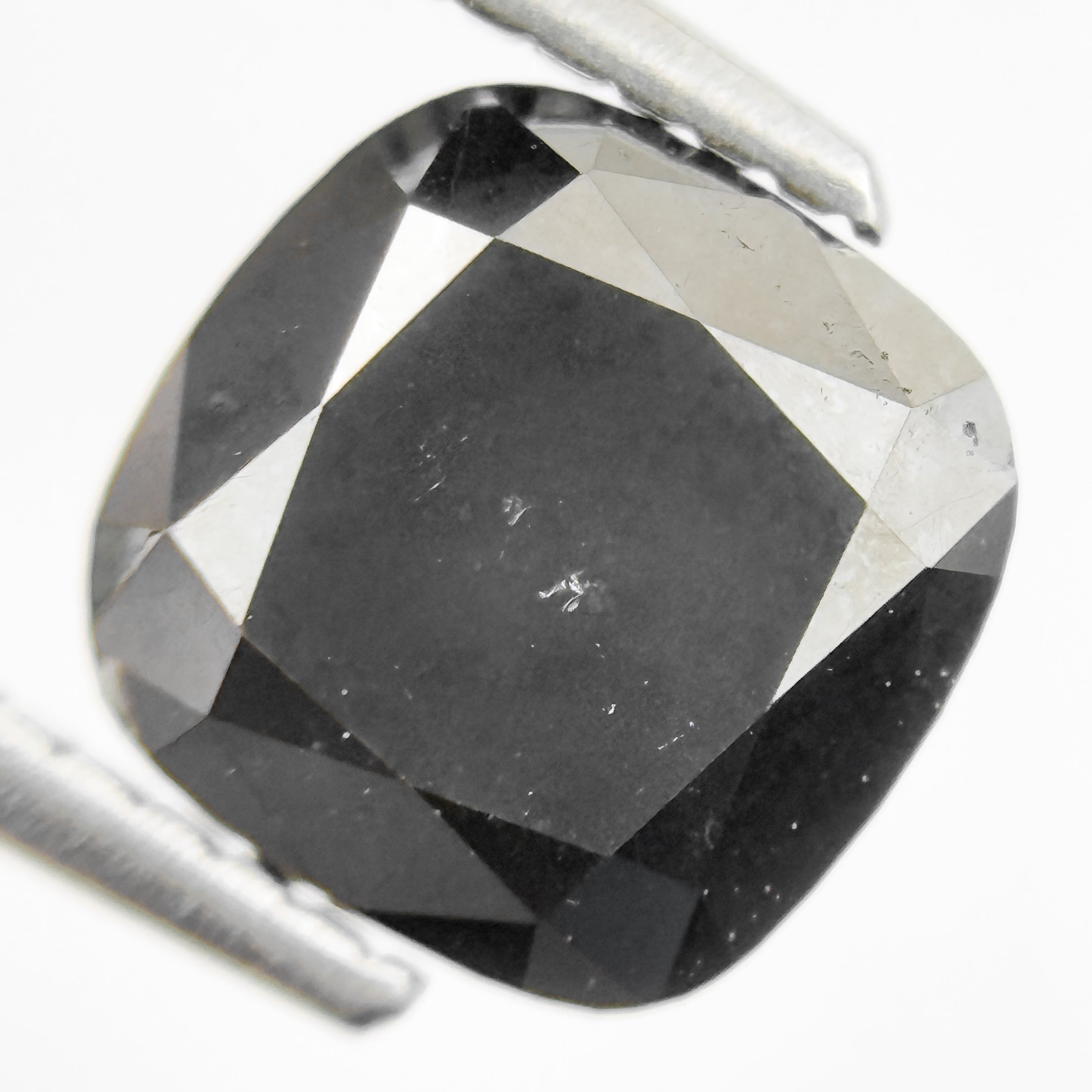 7.5 MM Cushion Rose Cut Black Natural Loose Diamond