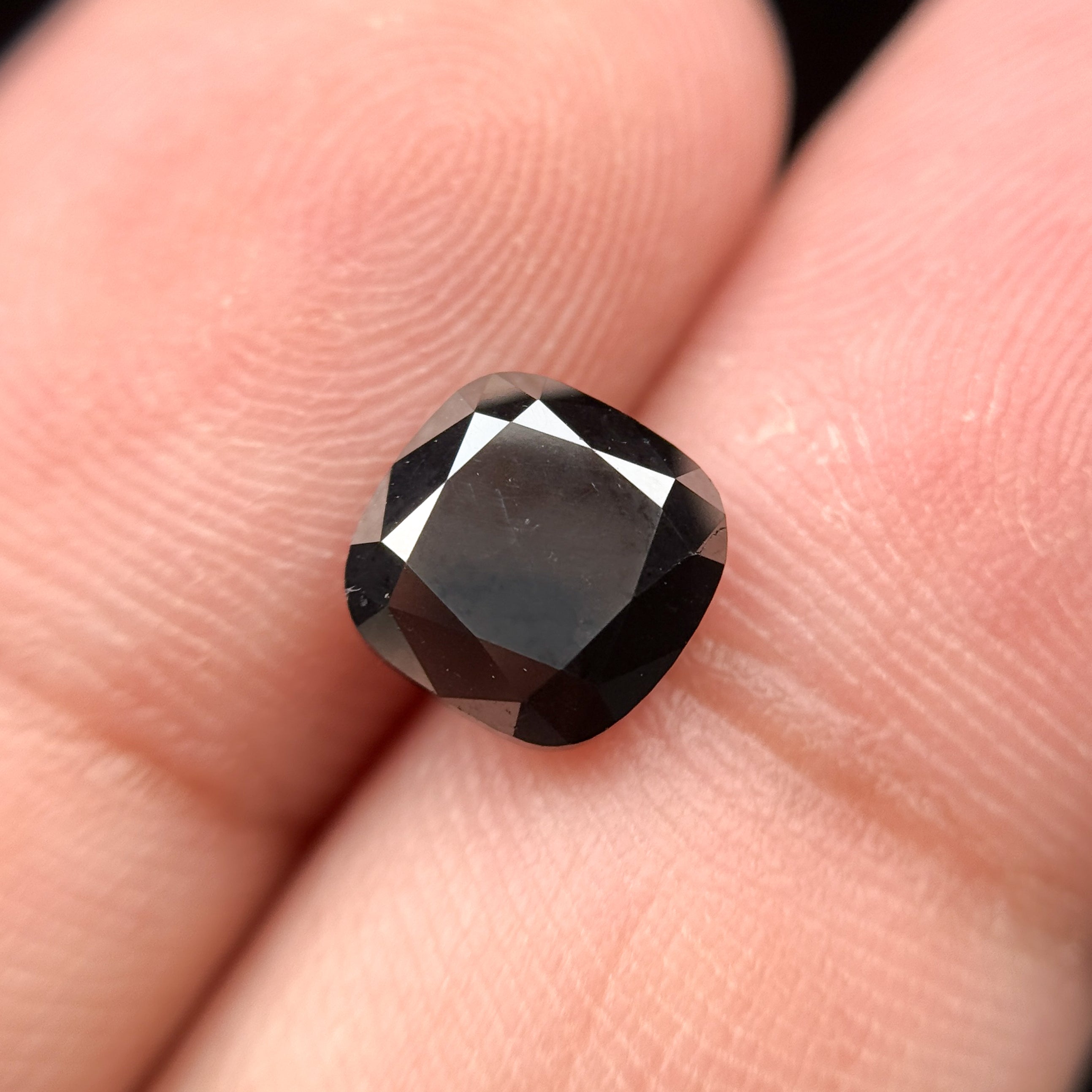 7.5 MM Cushion Rose Cut Black Natural Loose Diamond