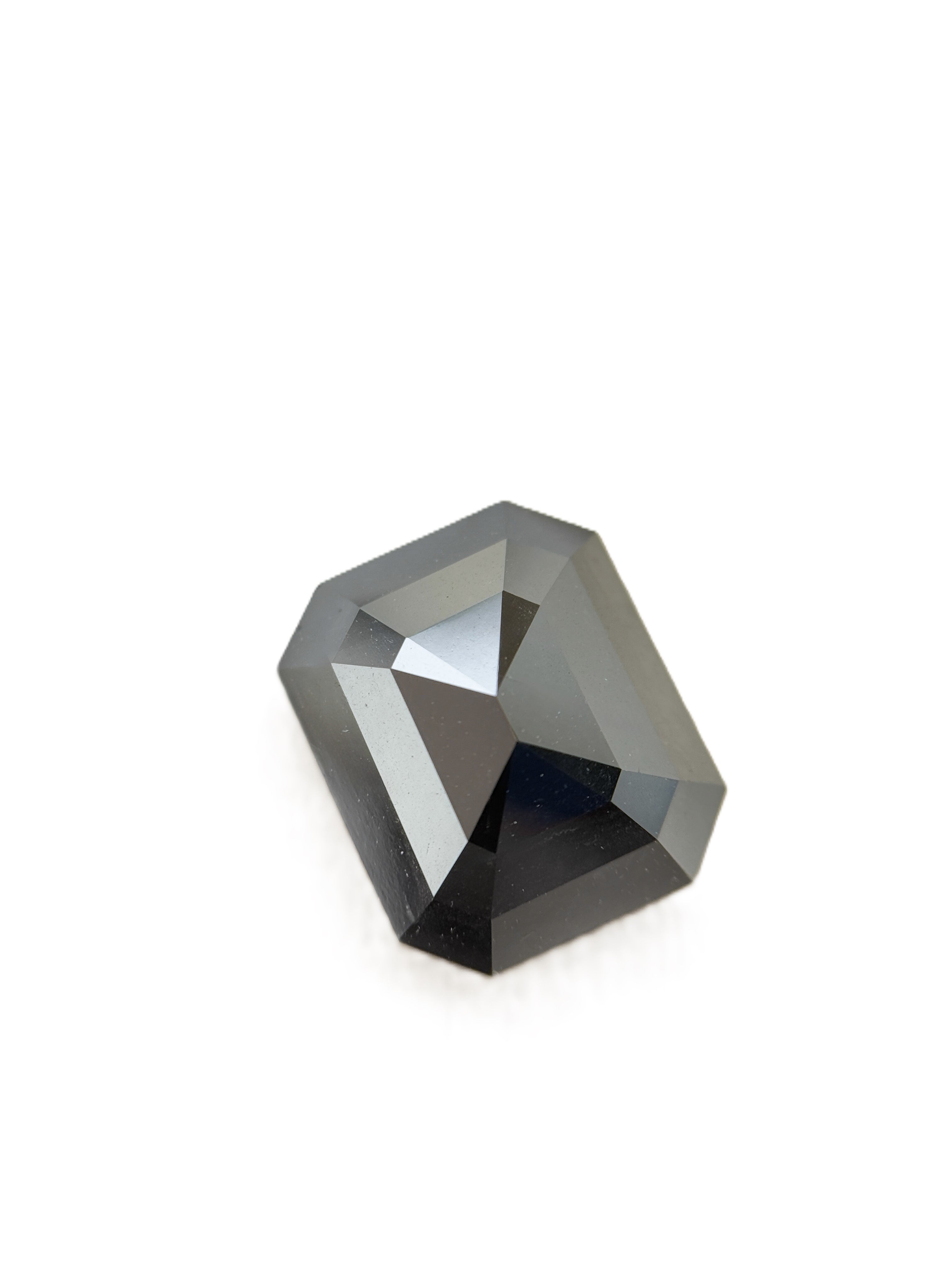7.21 Ct Emerald Rose Cut Black Natural Salt and Pepper Diamond