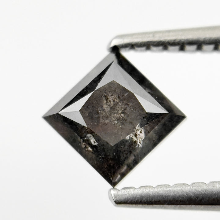 0.92 Ct Princess Rose Cut Grey Natural Salt and Pepper Diamond