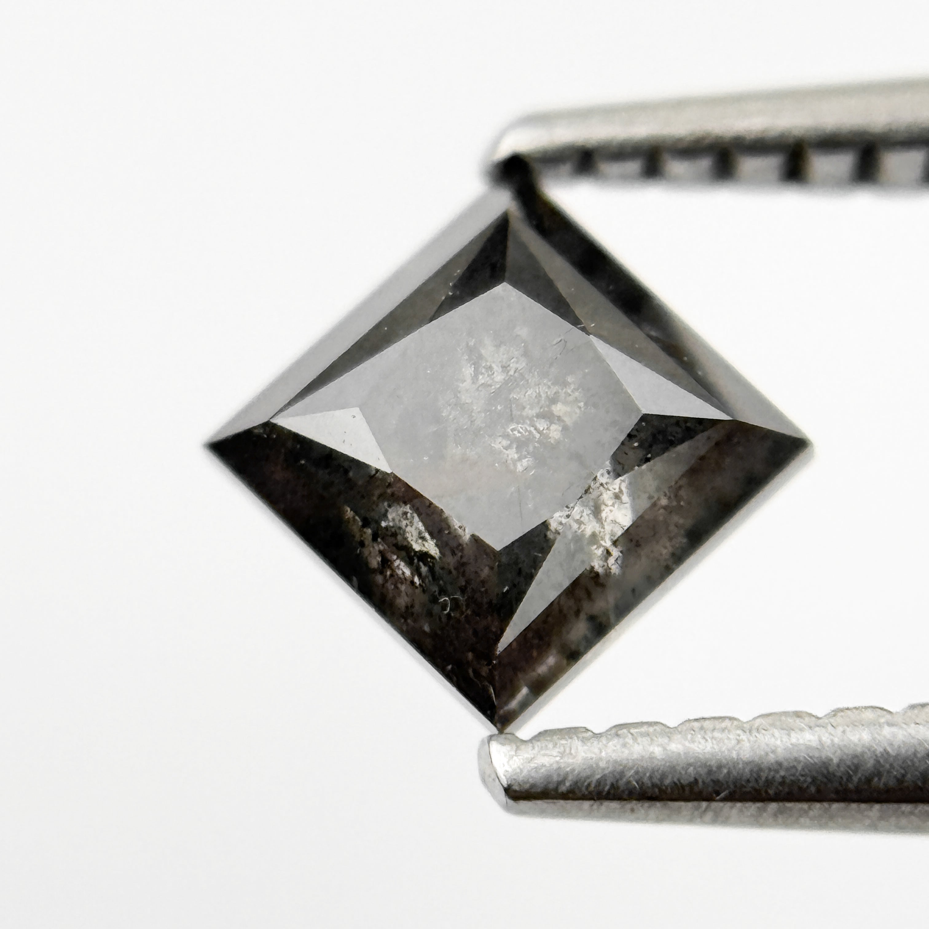 0.92 Ct Princess Rose Cut Grey Natural Salt and Pepper Diamond