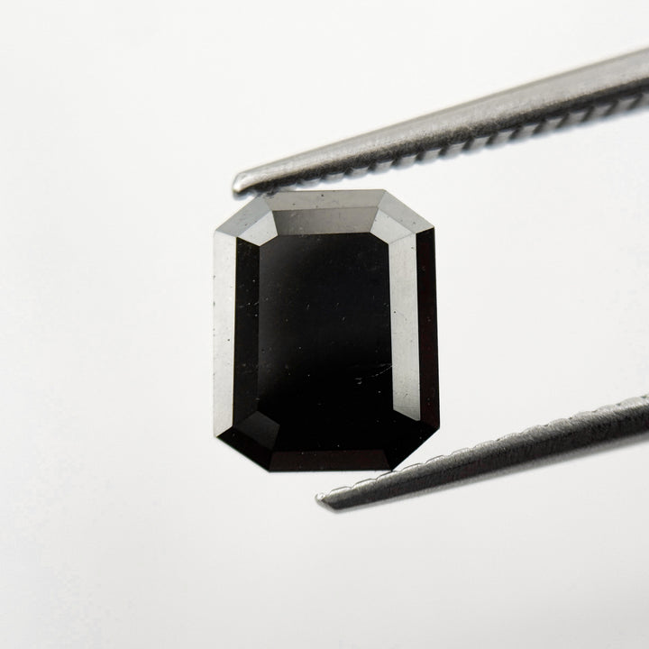 2.25 Ct Emerald Rose Cut Black Natural Salt and Pepper Diamond