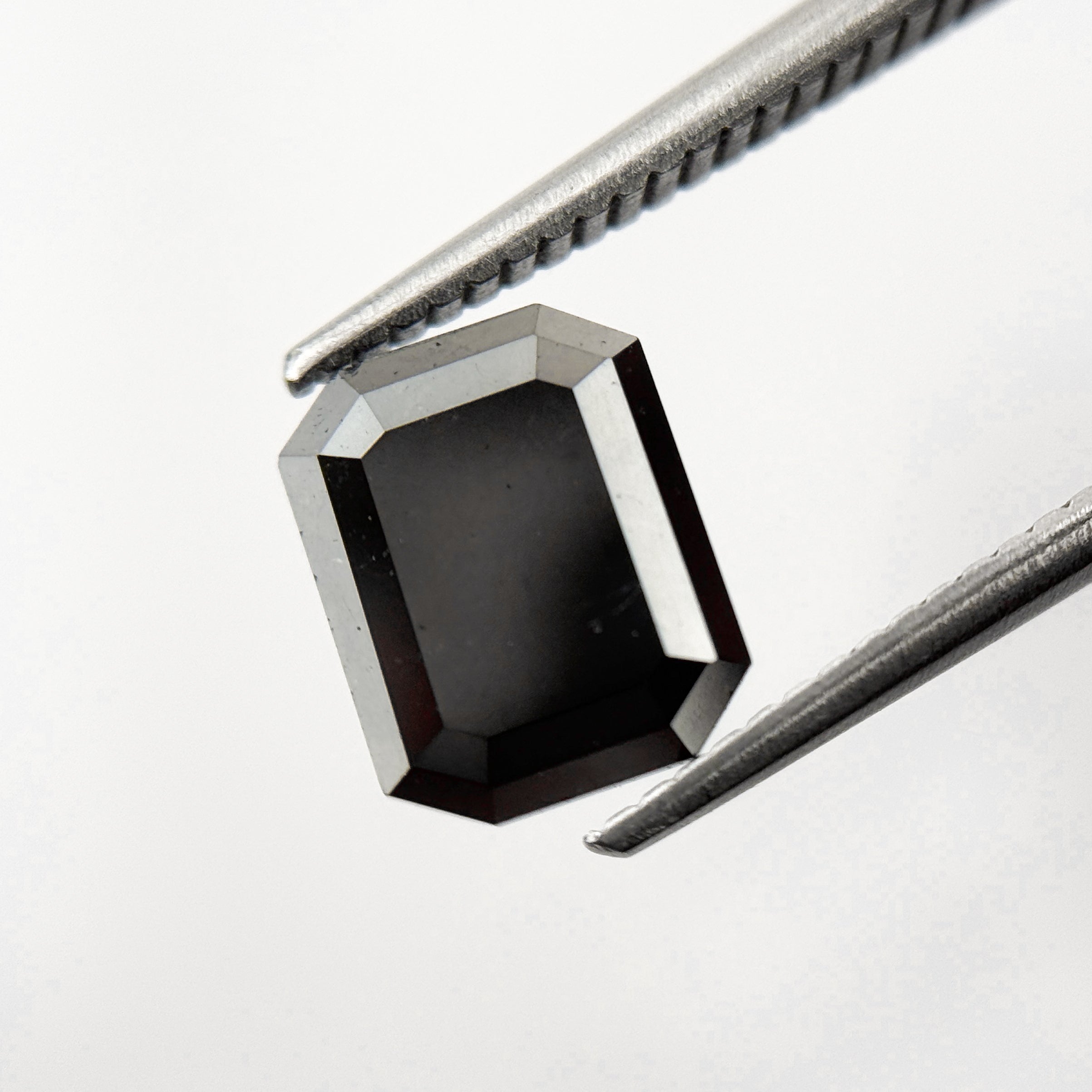 2.25 Ct Emerald Rose Cut Black Natural Salt and Pepper Diamond