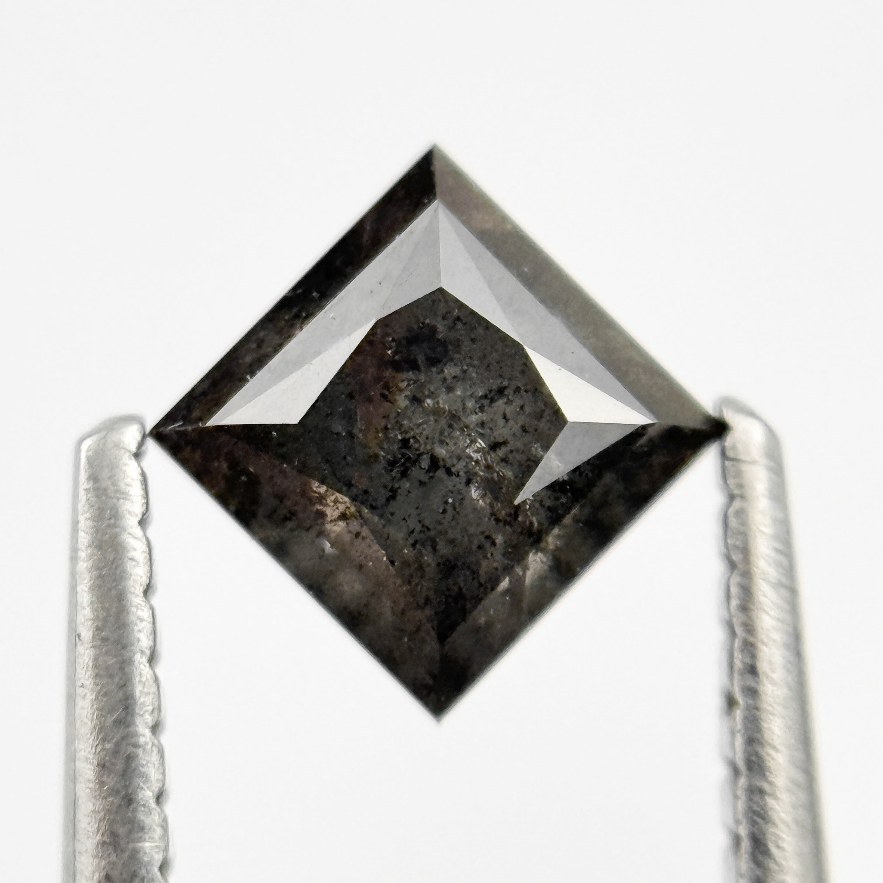 0.92 Ct Princess Rose Cut Grey Natural Salt and Pepper Diamond
