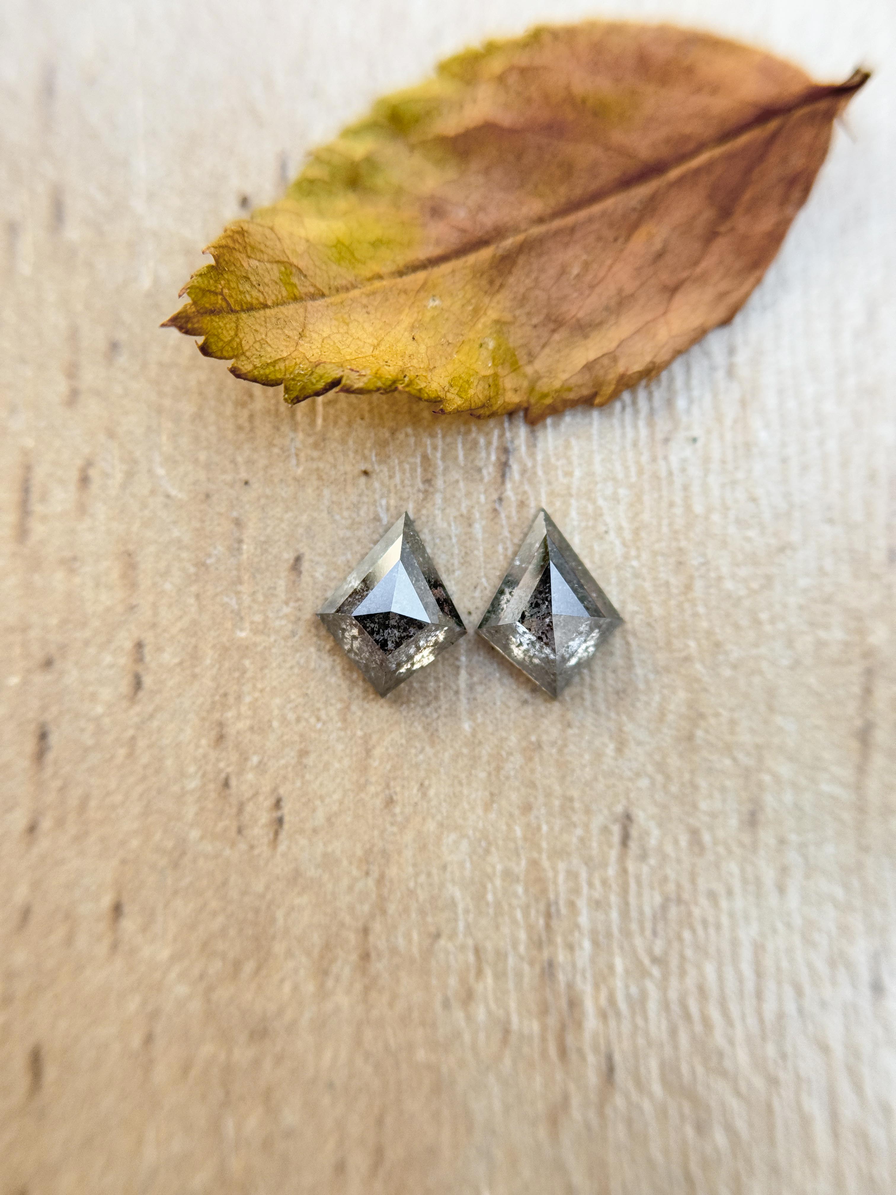 0.66 Ct Kite Rose Cut Grey Natural Salt and Pepper Diamond