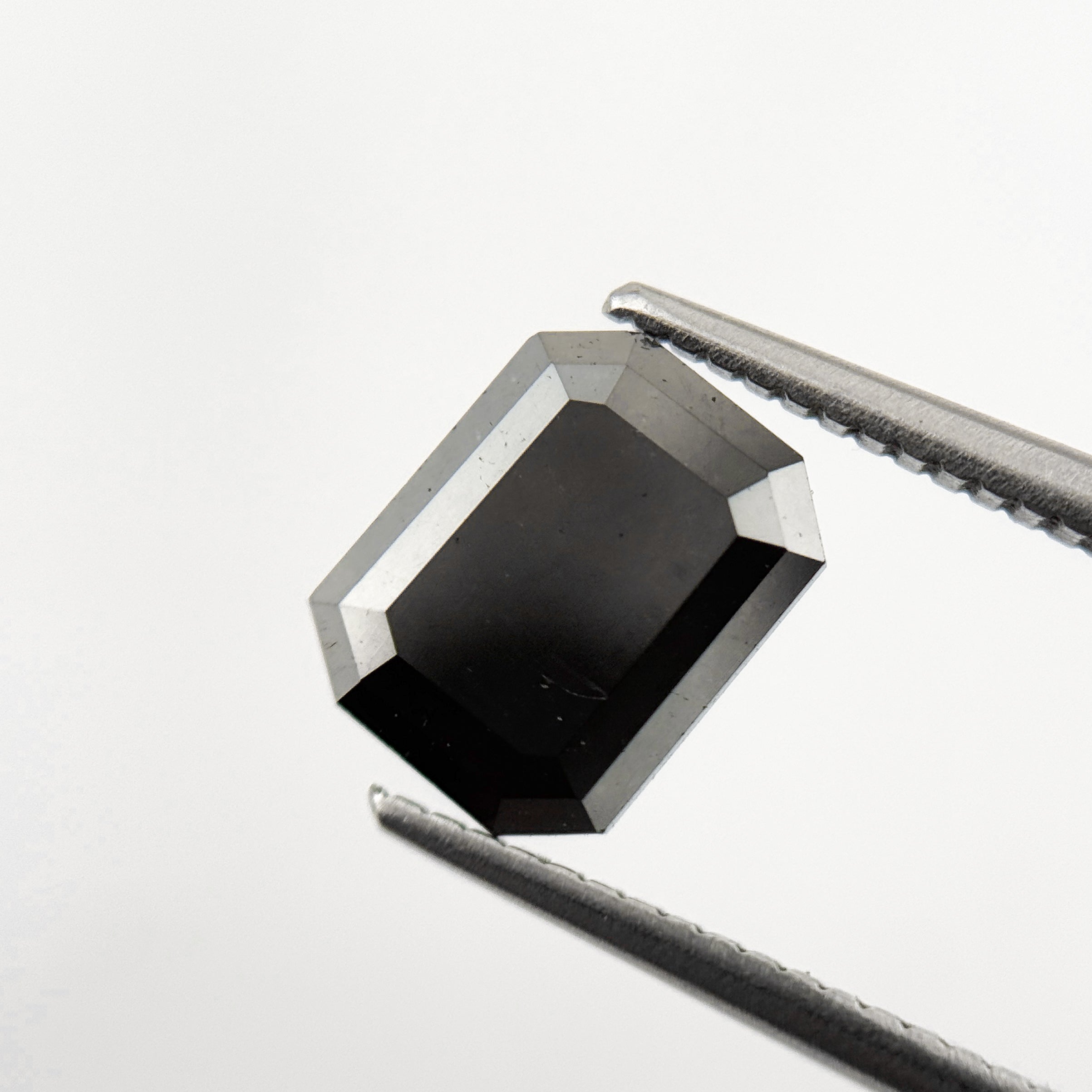 2.25 Ct Emerald Rose Cut Black Natural Salt and Pepper Diamond