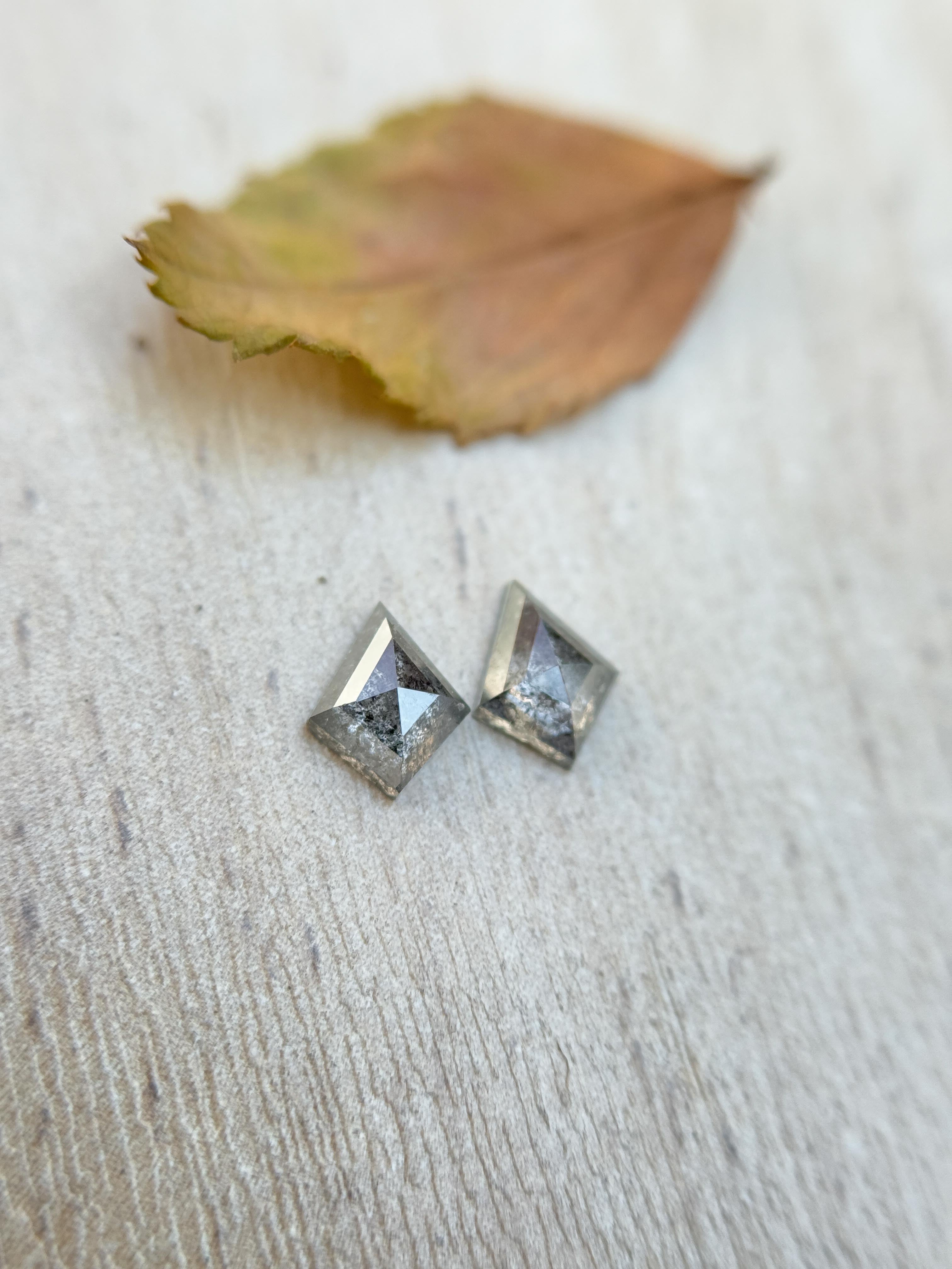 0.66 Ct Kite Rose Cut Grey Natural Salt and Pepper Diamond