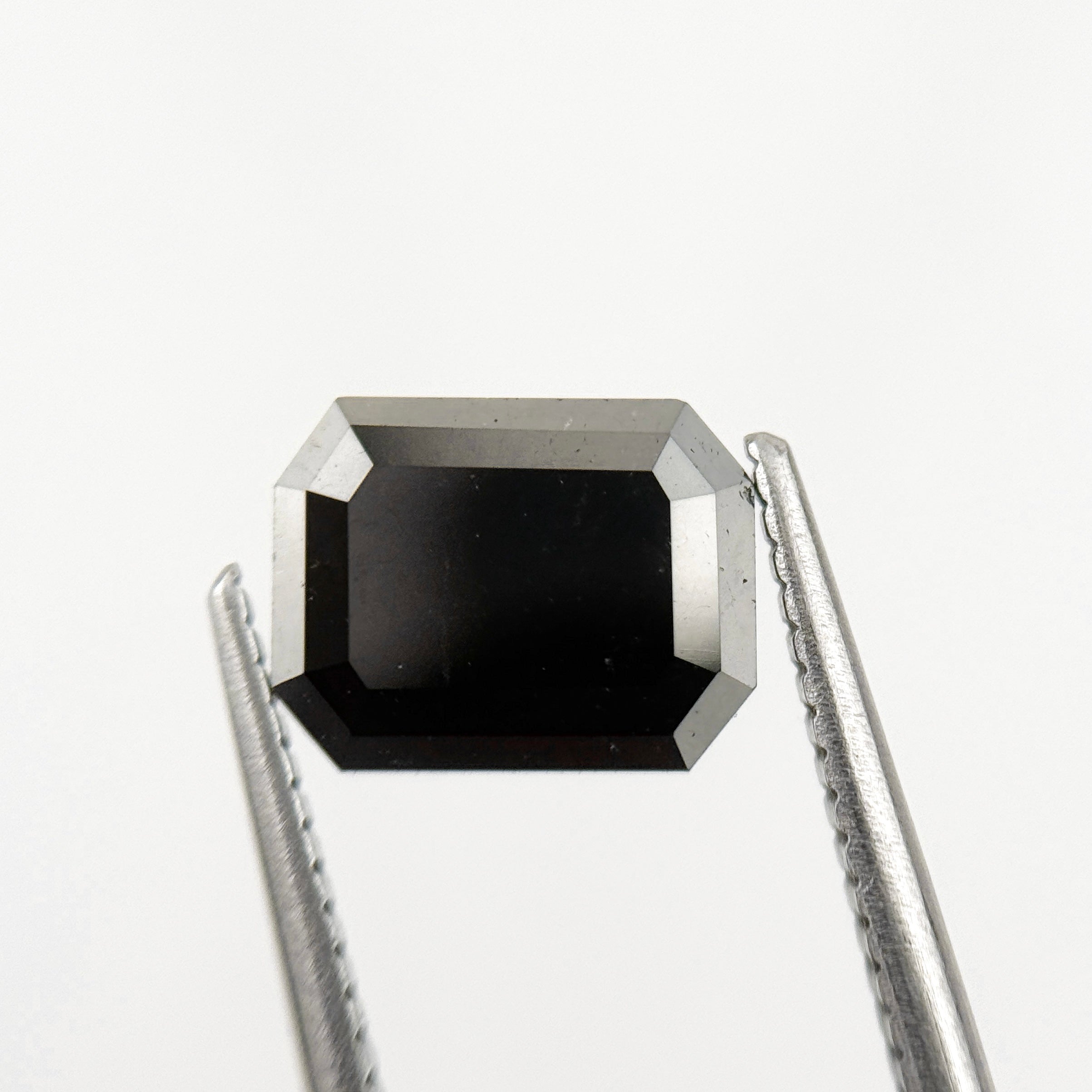 2.25 Ct Emerald Rose Cut Black Natural Salt and Pepper Diamond