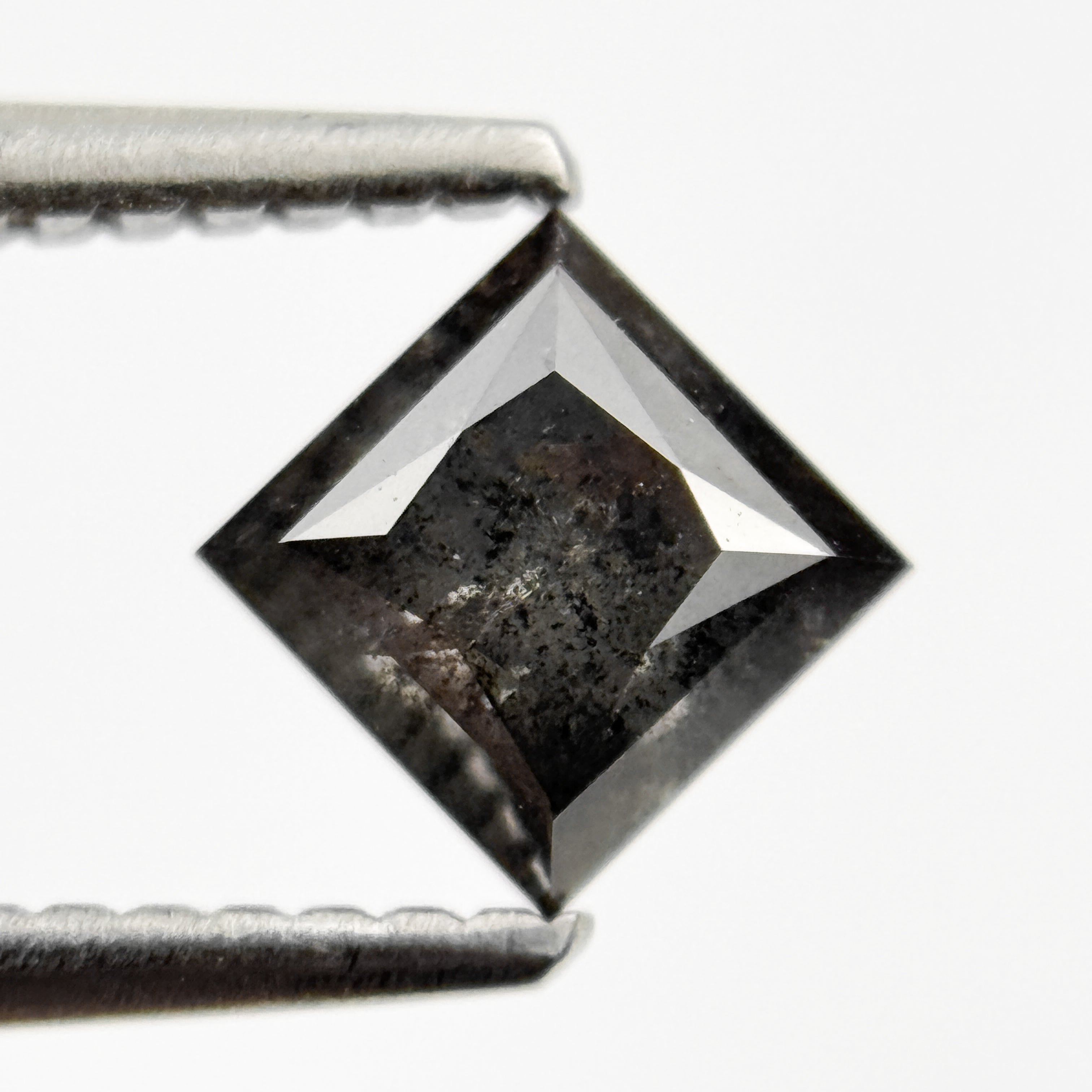 0.92 Ct Princess Rose Cut Grey Natural Salt and Pepper Diamond