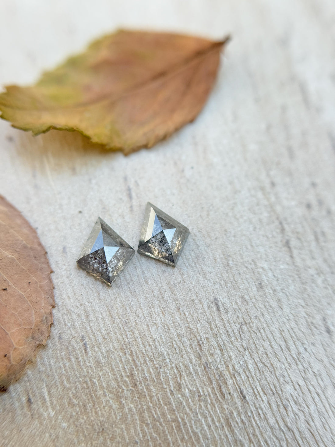 0.66 Ct Kite Rose Cut Grey Natural Salt and Pepper Diamond