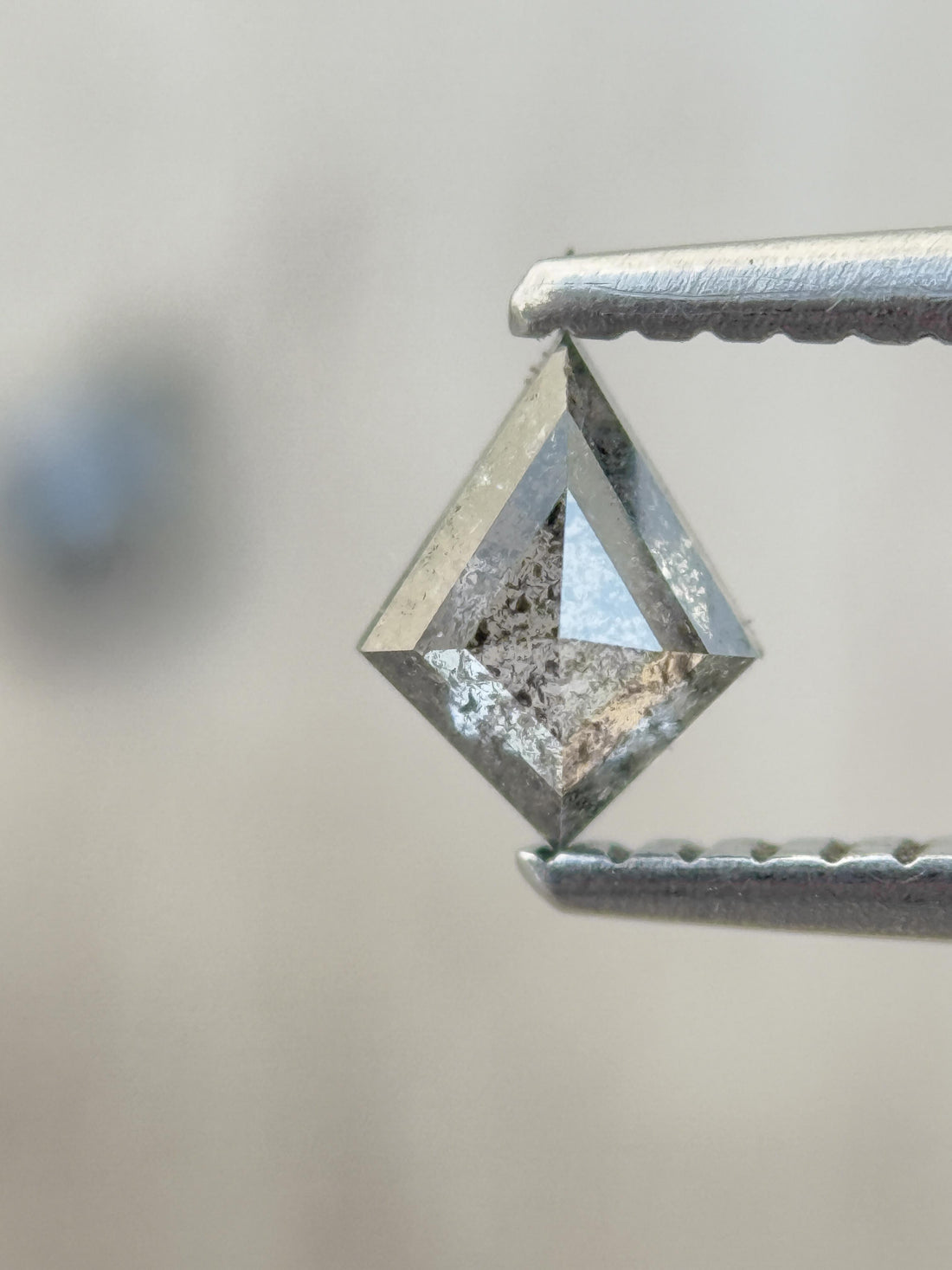 0.66 Ct Kite Rose Cut Grey Natural Salt and Pepper Diamond