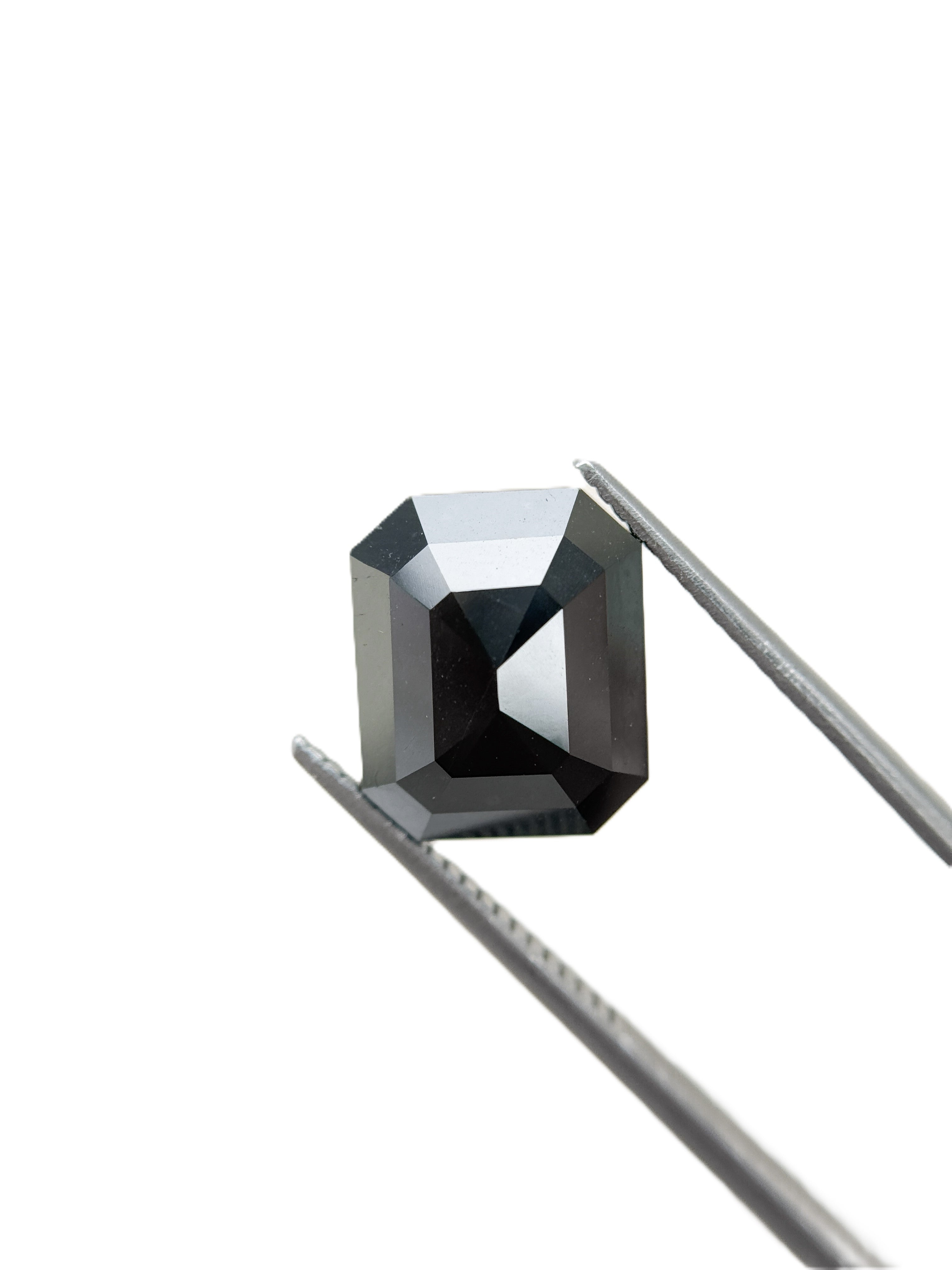 7.21 Ct Emerald Rose Cut Black Natural Salt and Pepper Diamond