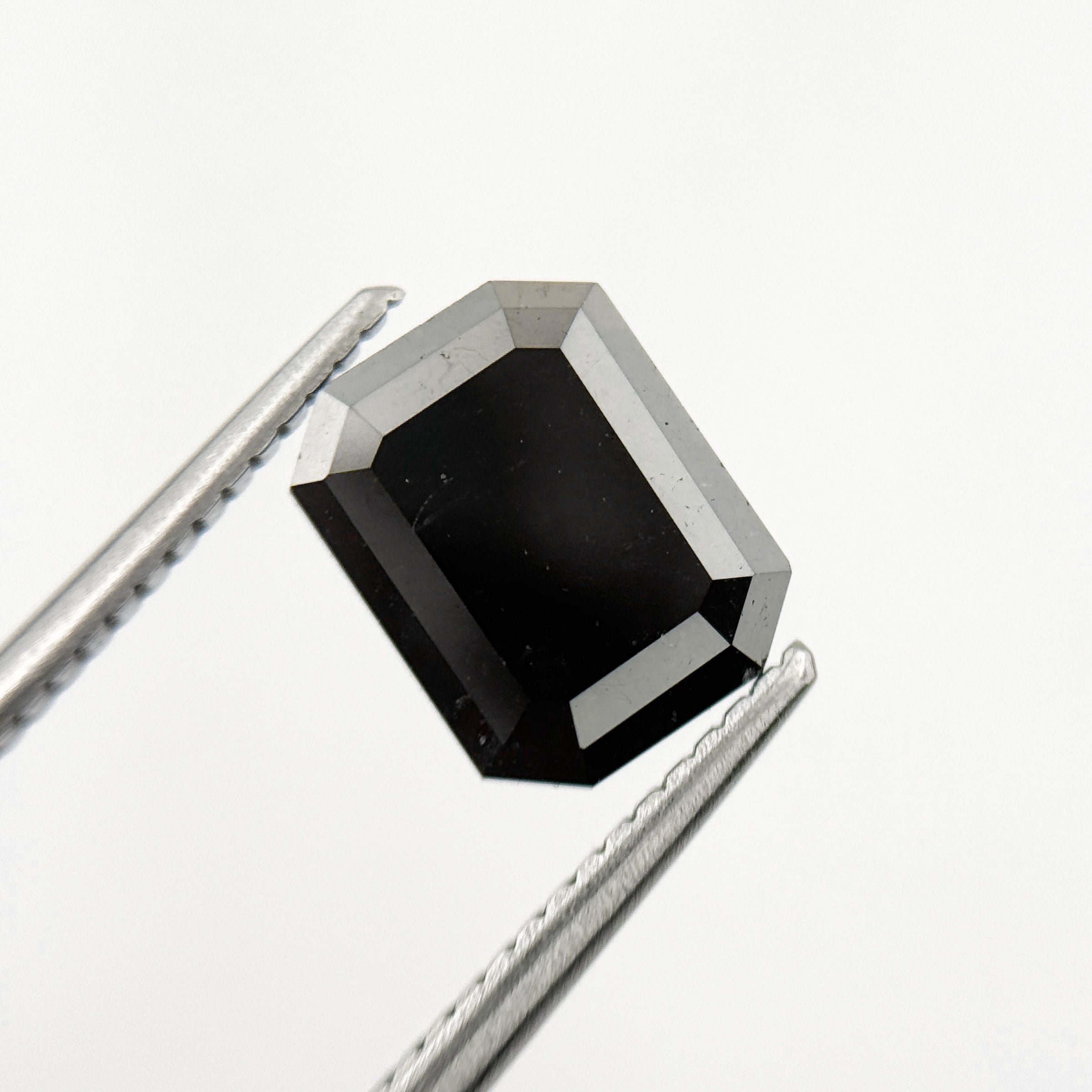 2.25 Ct Emerald Rose Cut Black Natural Salt and Pepper Diamond