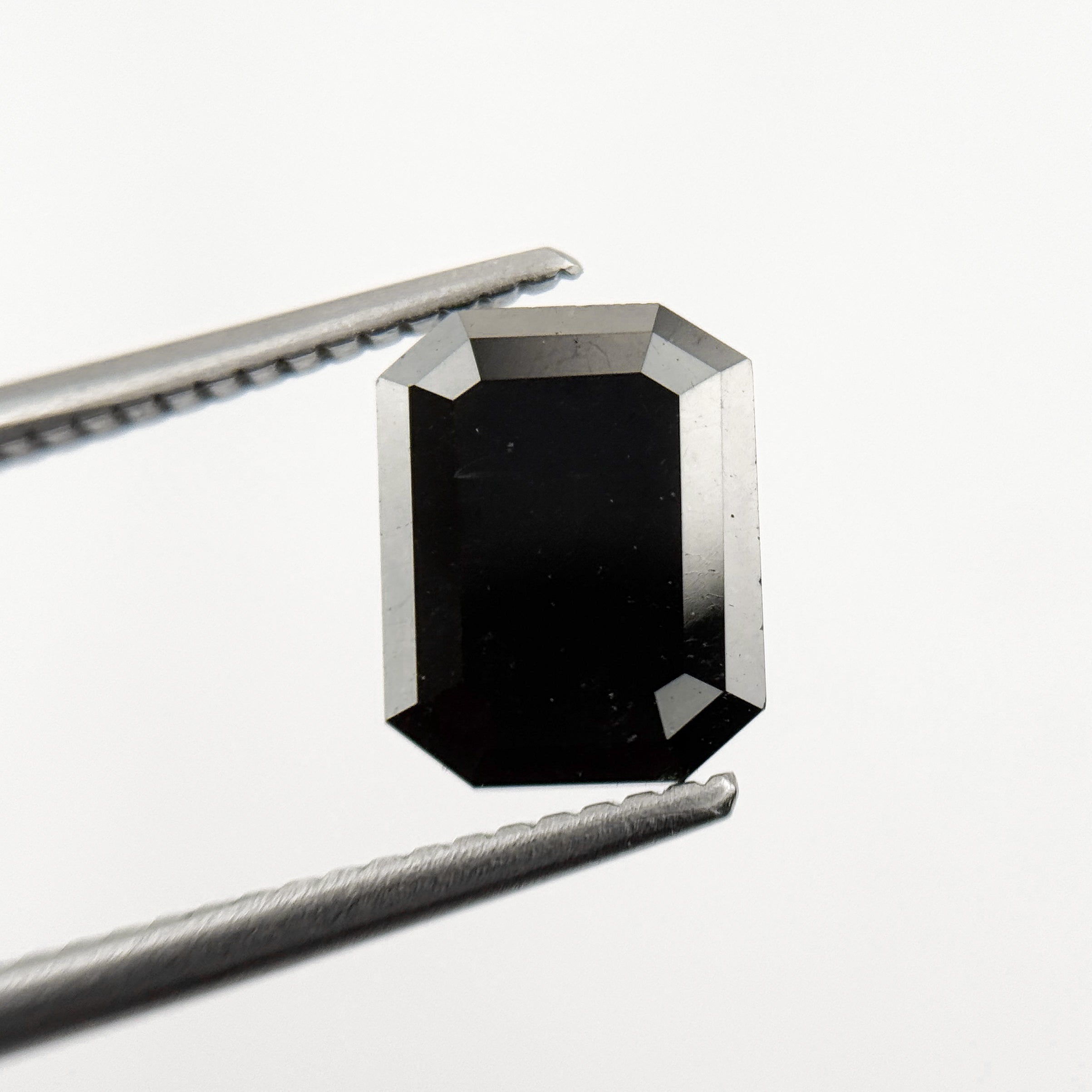 2.25 Ct Emerald Rose Cut Black Natural Salt and Pepper Diamond