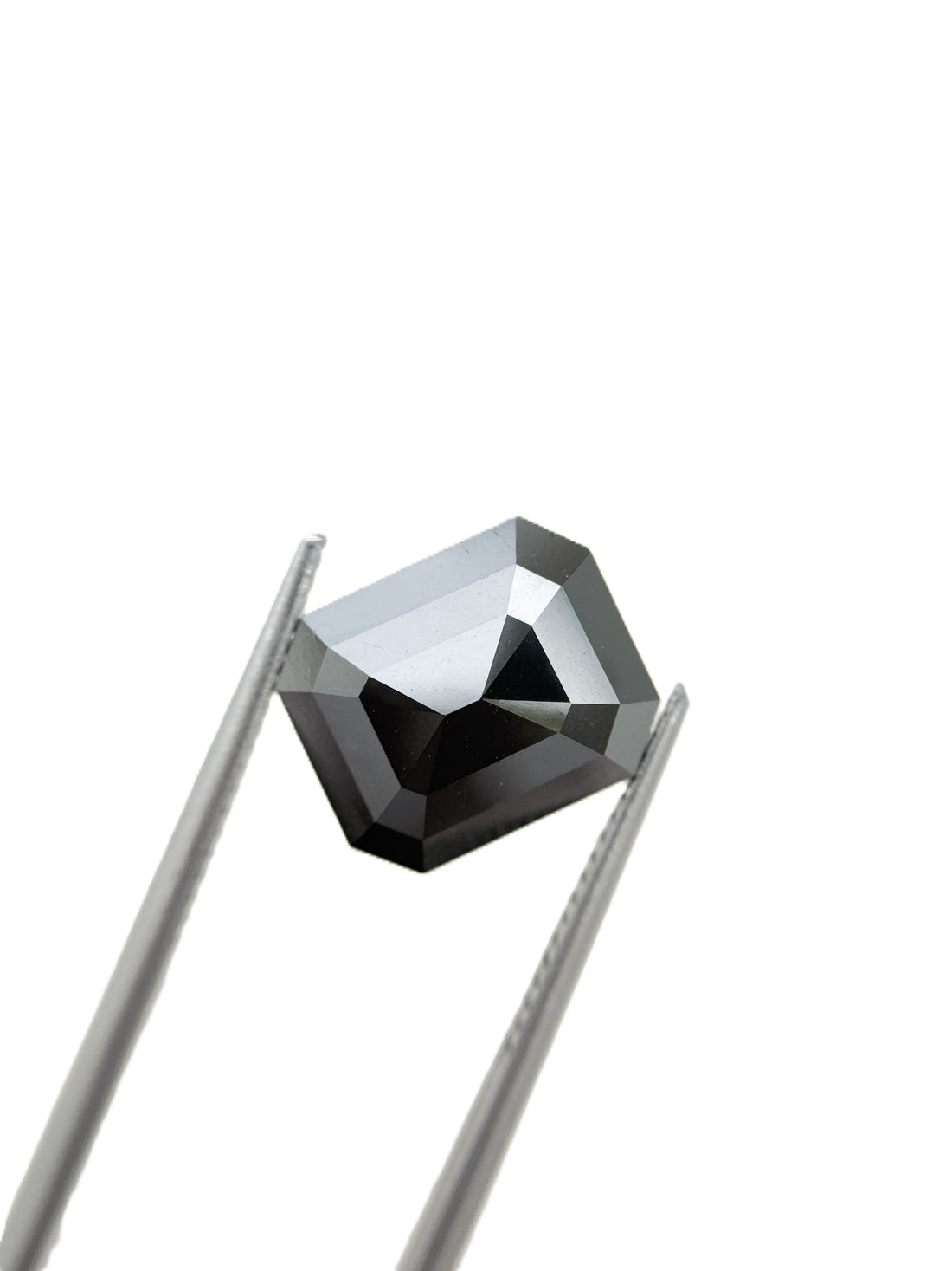7.21 Ct Emerald Rose Cut Black Natural Salt and Pepper Diamond