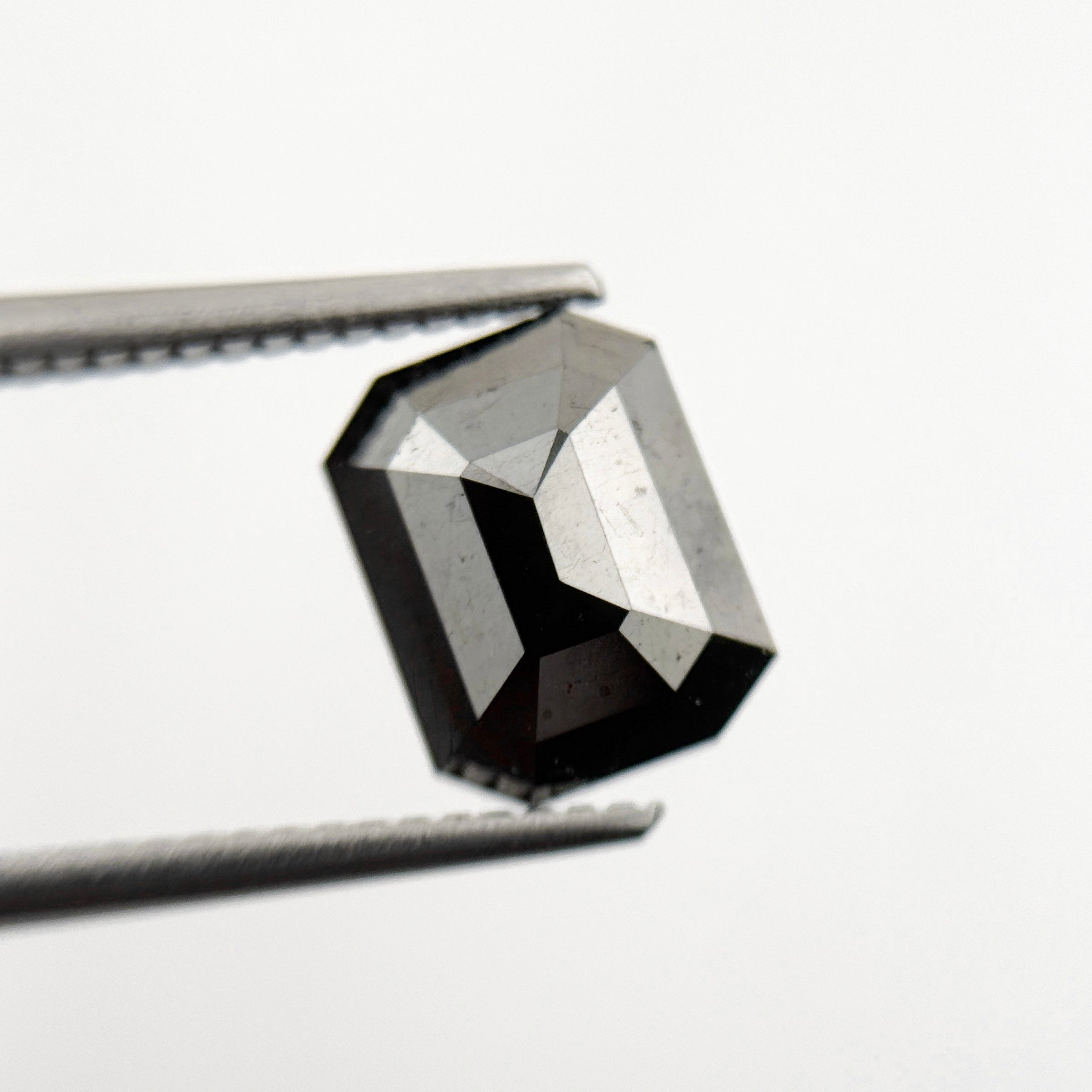 2.25 Ct Emerald Rose Cut Black Natural Salt and Pepper Diamond