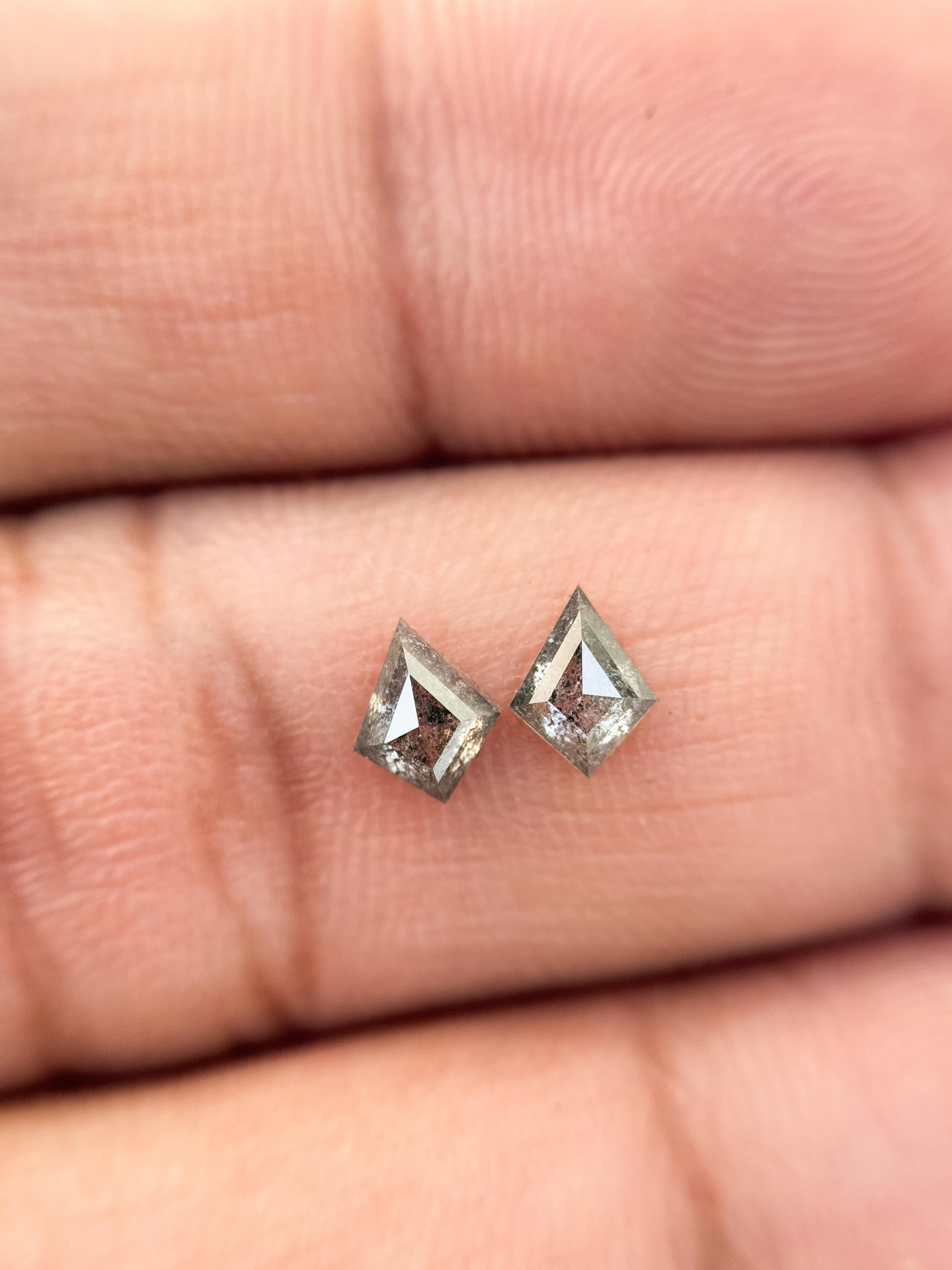 0.66 Ct Kite Rose Cut Grey Natural Salt and Pepper Diamond
