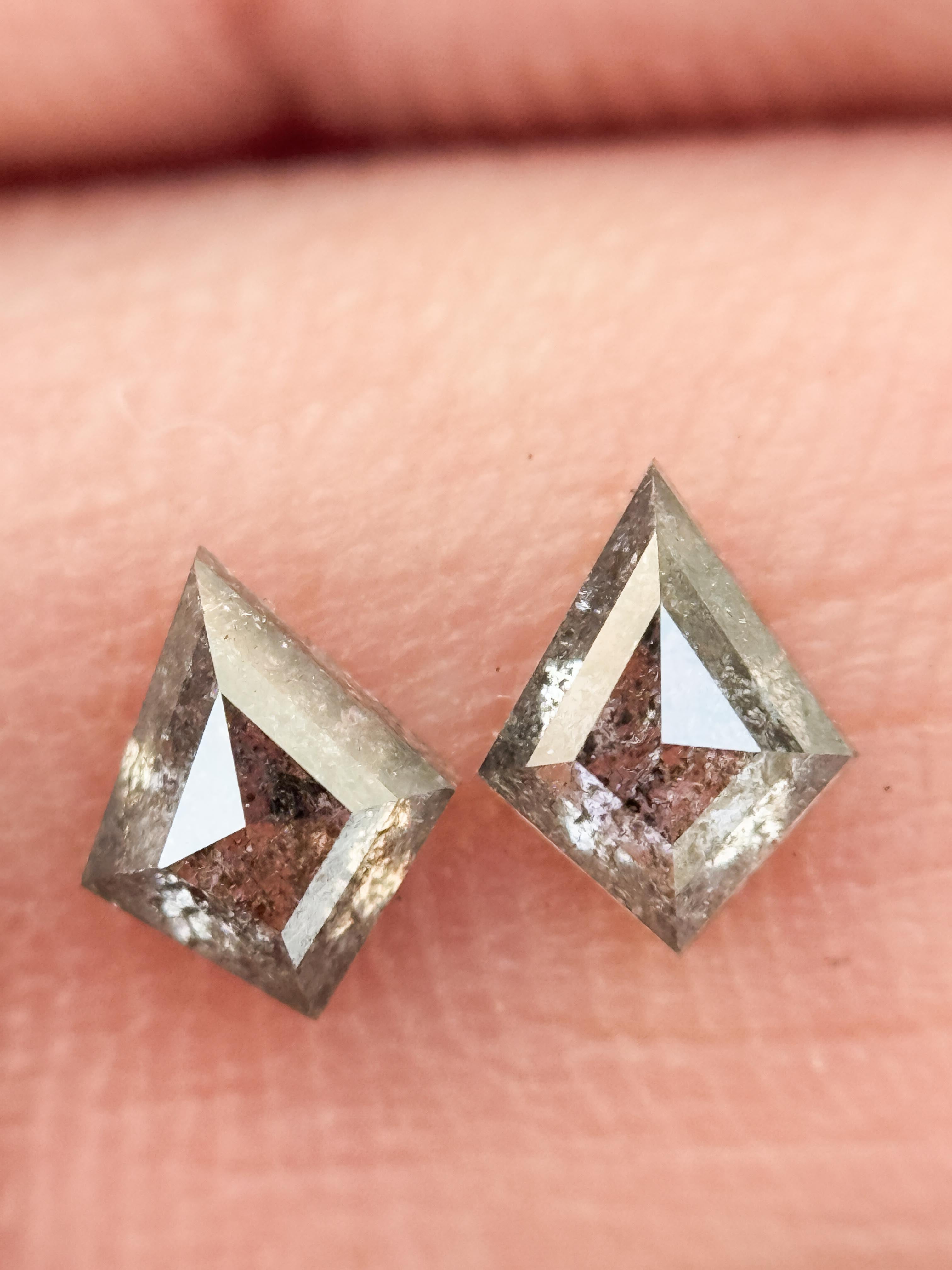 0.66 Ct Kite Rose Cut Grey Natural Salt and Pepper Diamond