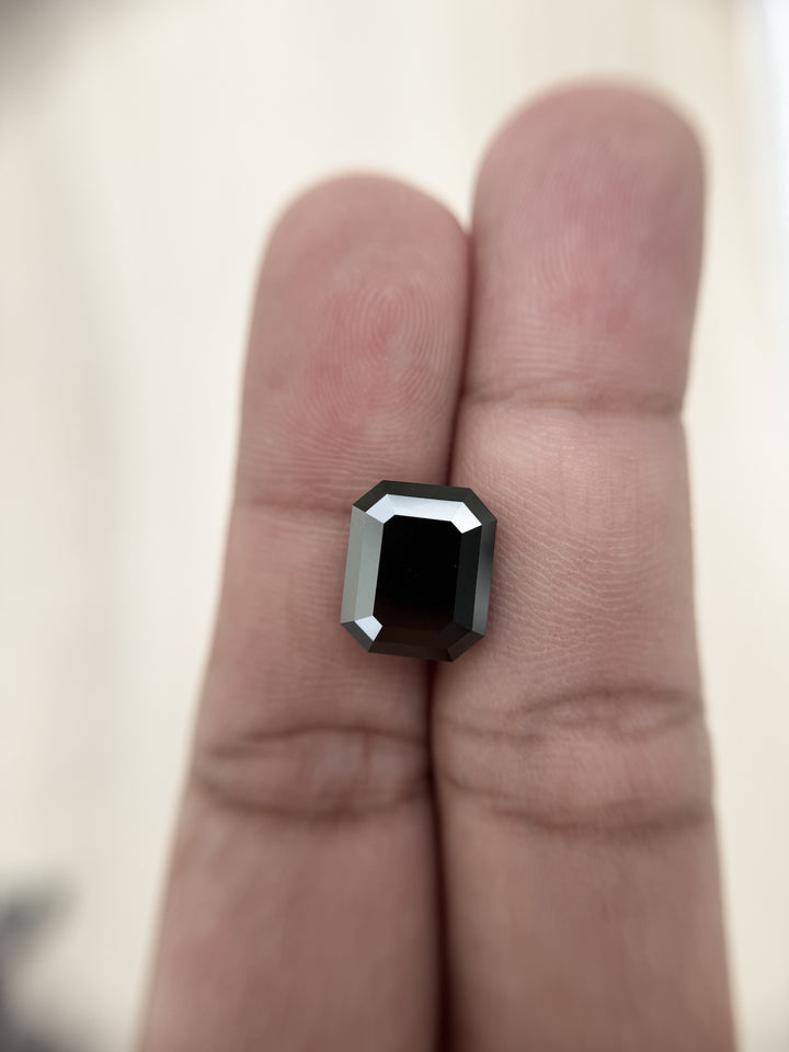 7.21 Ct Emerald Rose Cut Black Natural Salt and Pepper Diamond