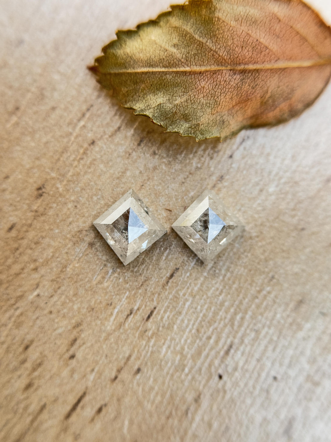 0.95 Ct Square Rose Cut Grey Natural Salt and Pepper Diamond