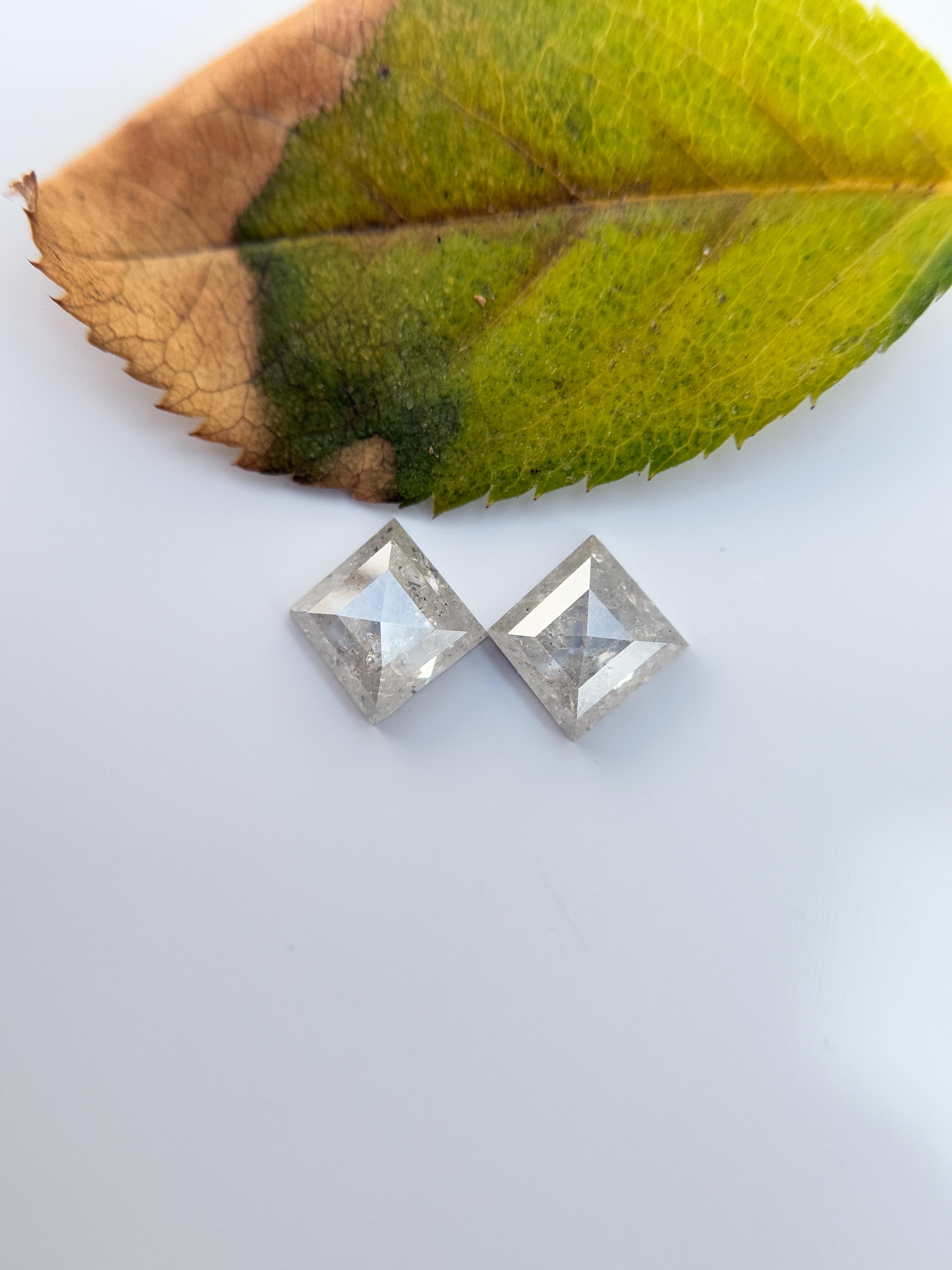 0.95 Ct Square Rose Cut Grey Natural Salt and Pepper Diamond