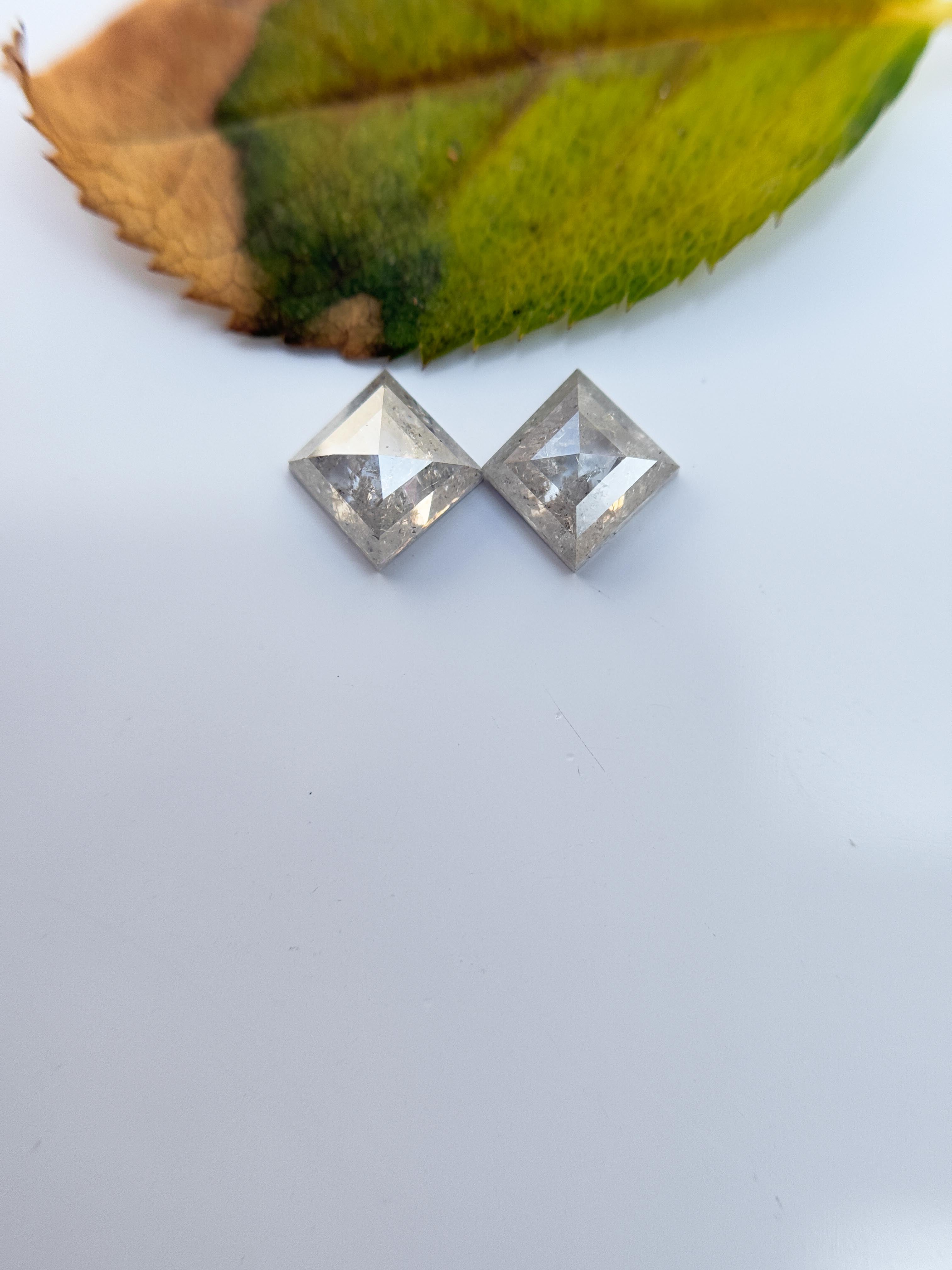 0.95 Ct Square Rose Cut Grey Natural Salt and Pepper Diamond