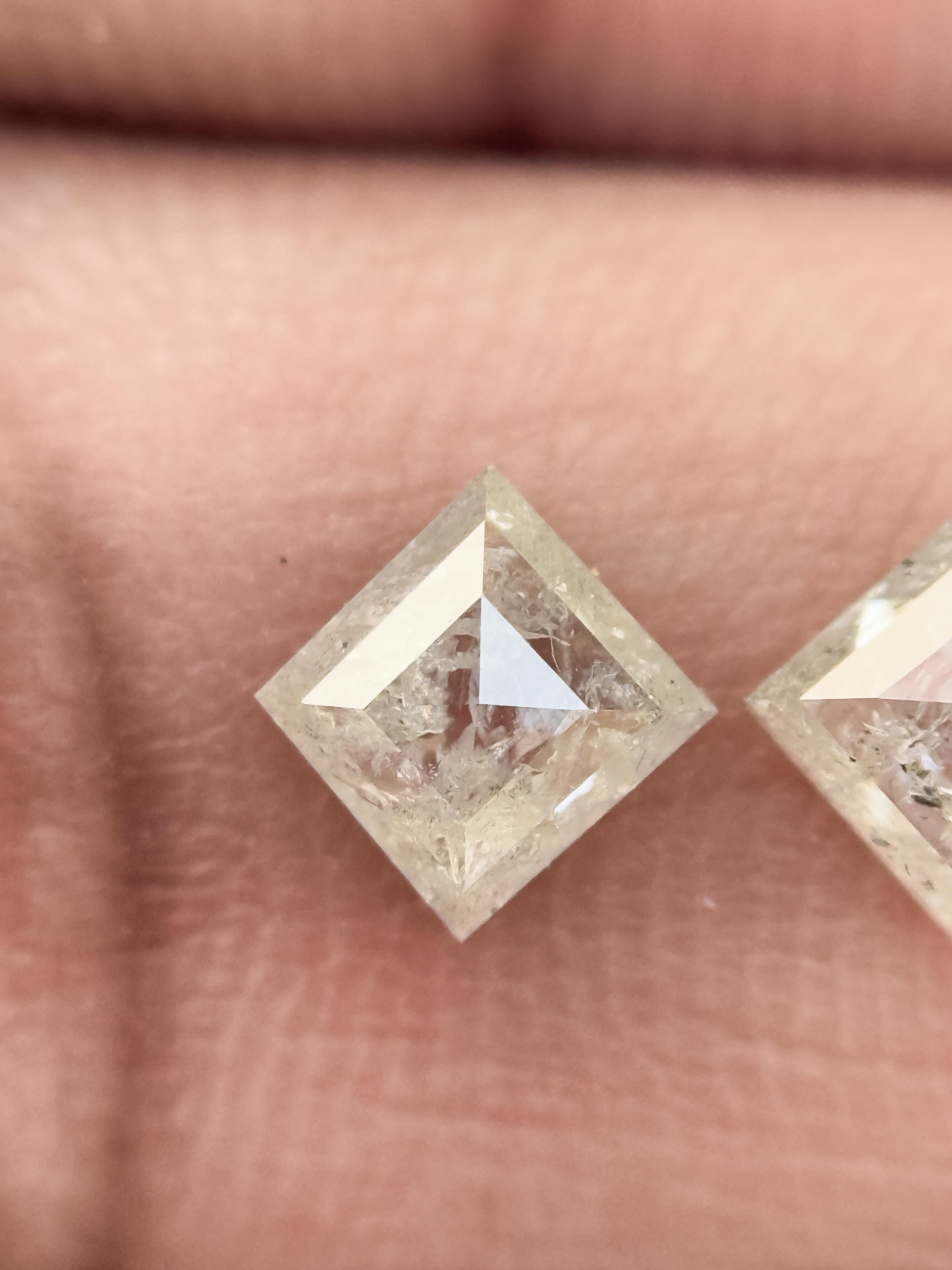 0.95 Ct Square Rose Cut Grey Natural Salt and Pepper Diamond