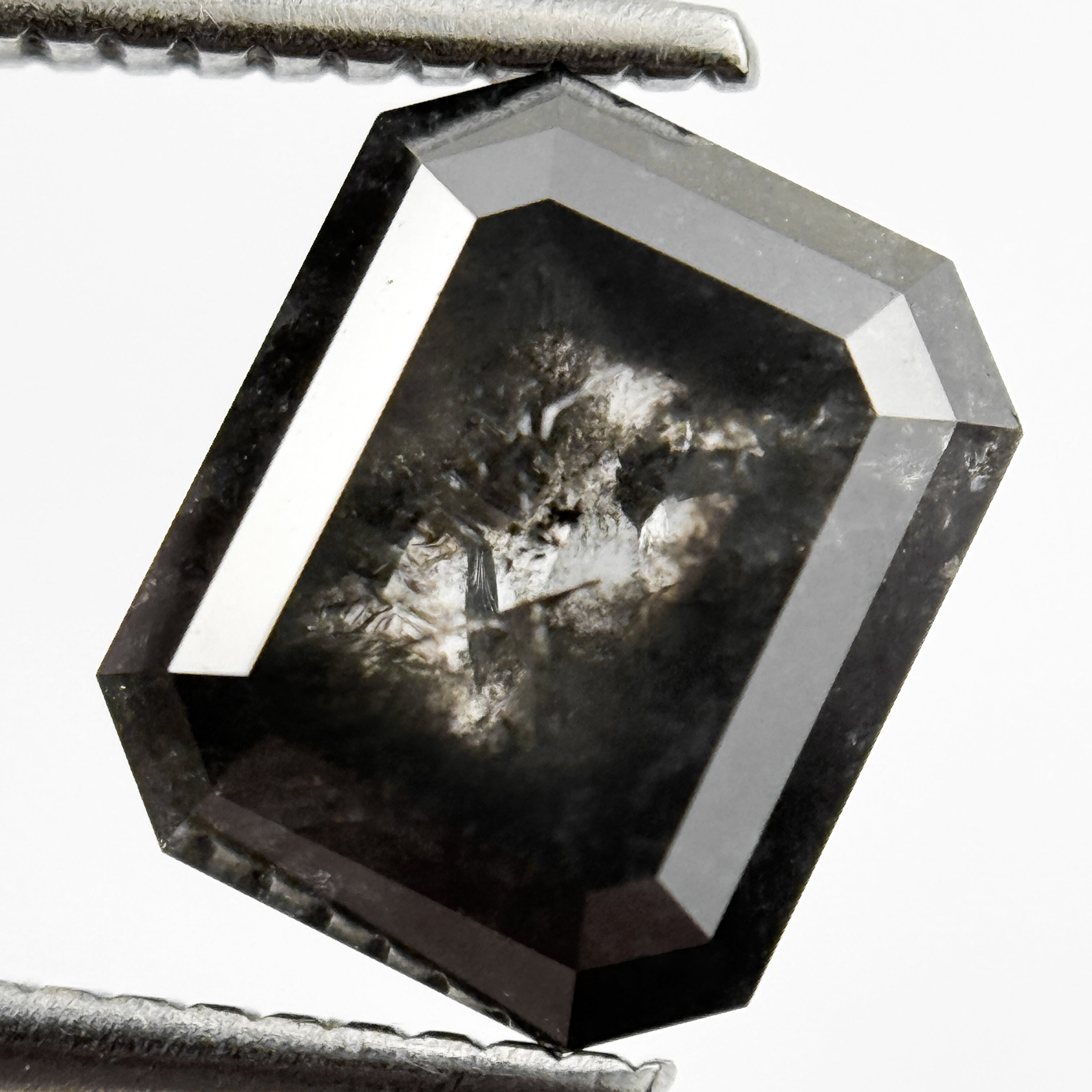 3.86 Ct Emerald Rose Cut Black Natural Vintage Diamond