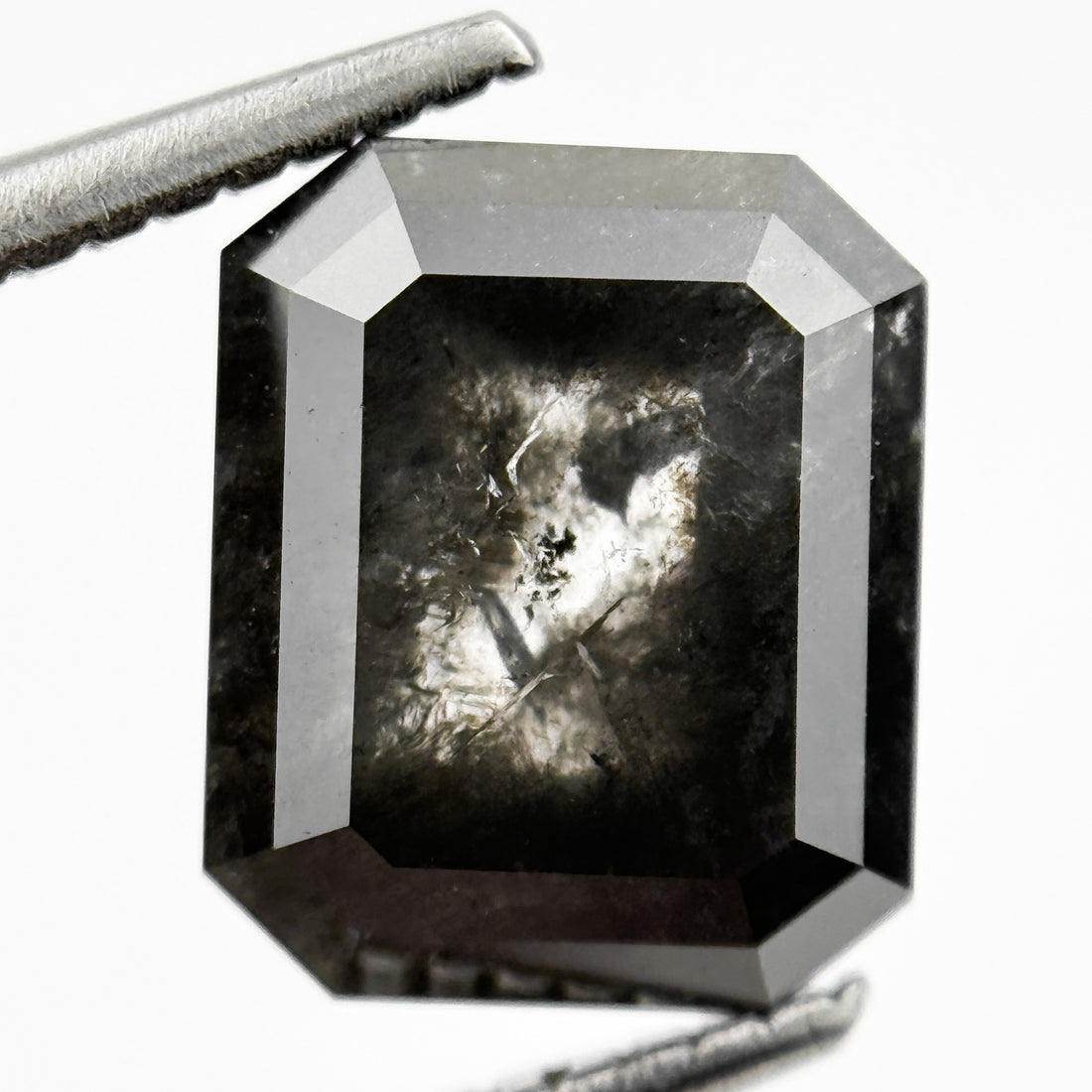 3.86 Ct Emerald Rose Cut Black Natural Vintage Diamond