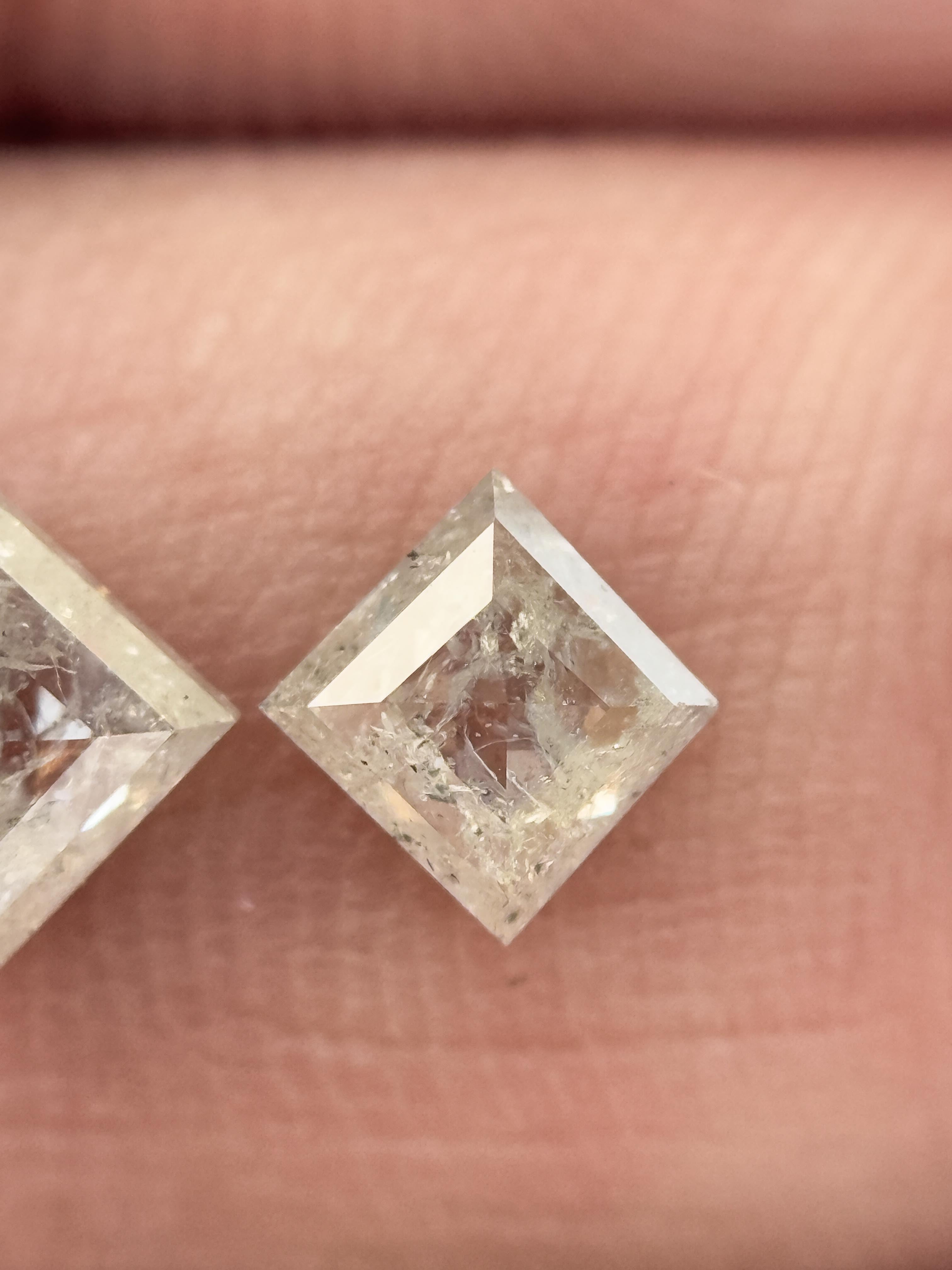 0.95 Ct Square Rose Cut Grey Natural Salt and Pepper Diamond