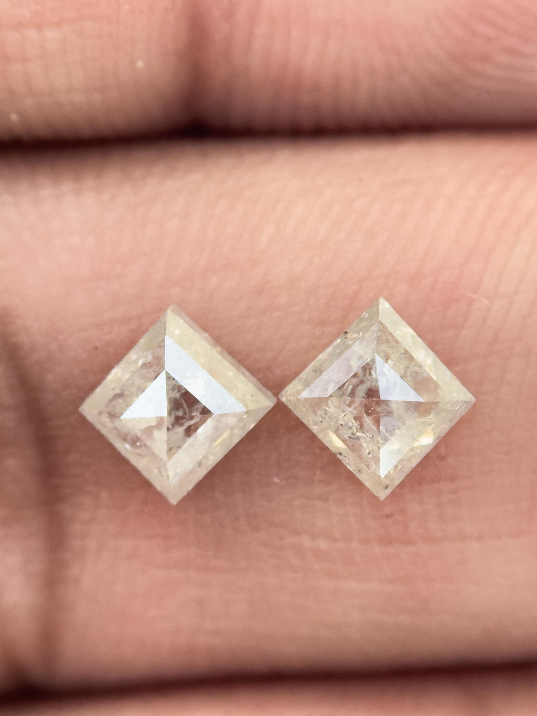 0.95 Ct Square Rose Cut Grey Natural Salt and Pepper Diamond