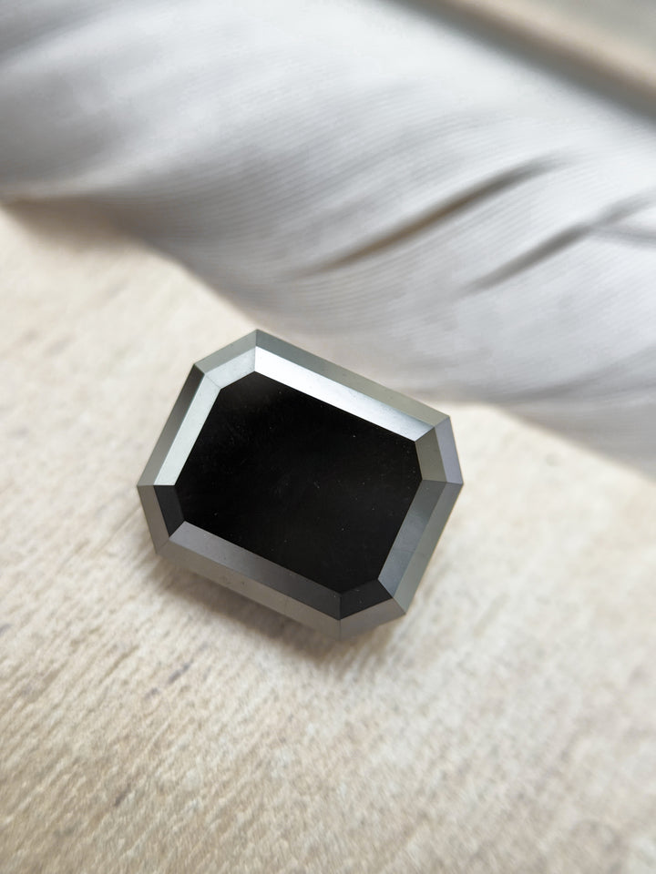 6.50 Ct Emerald Rose Cut Black Natural Loose Diamond