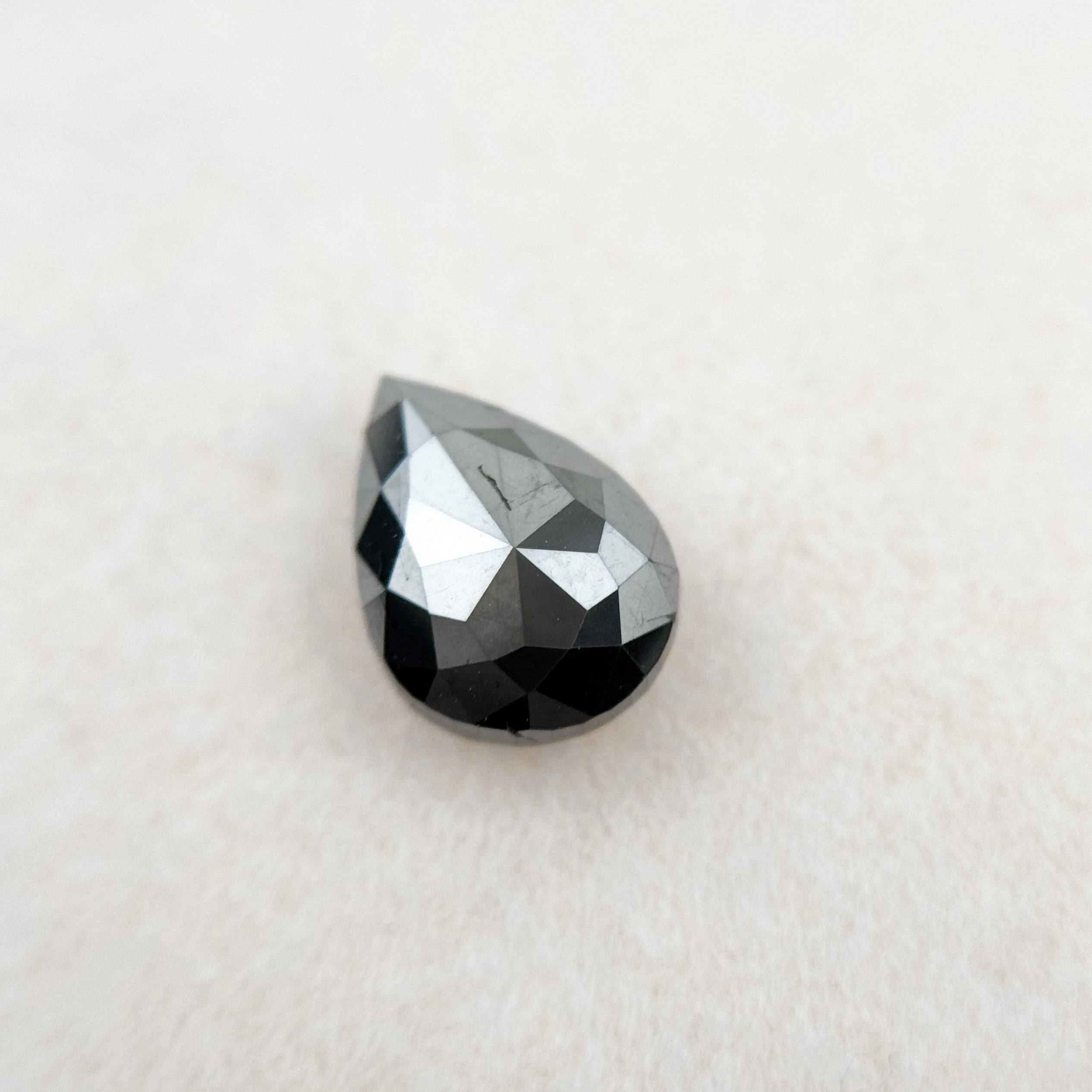 1.64 Ct Pear Rose Cut Black Natural Loose Diamond