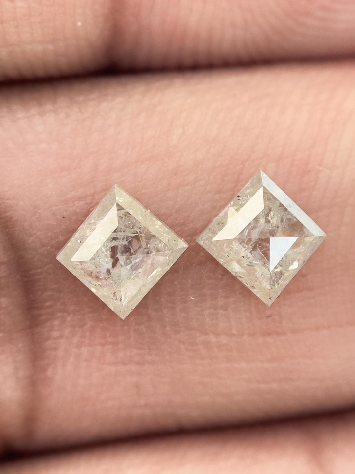 0.95 Ct Square Rose Cut Grey Natural Salt and Pepper Diamond