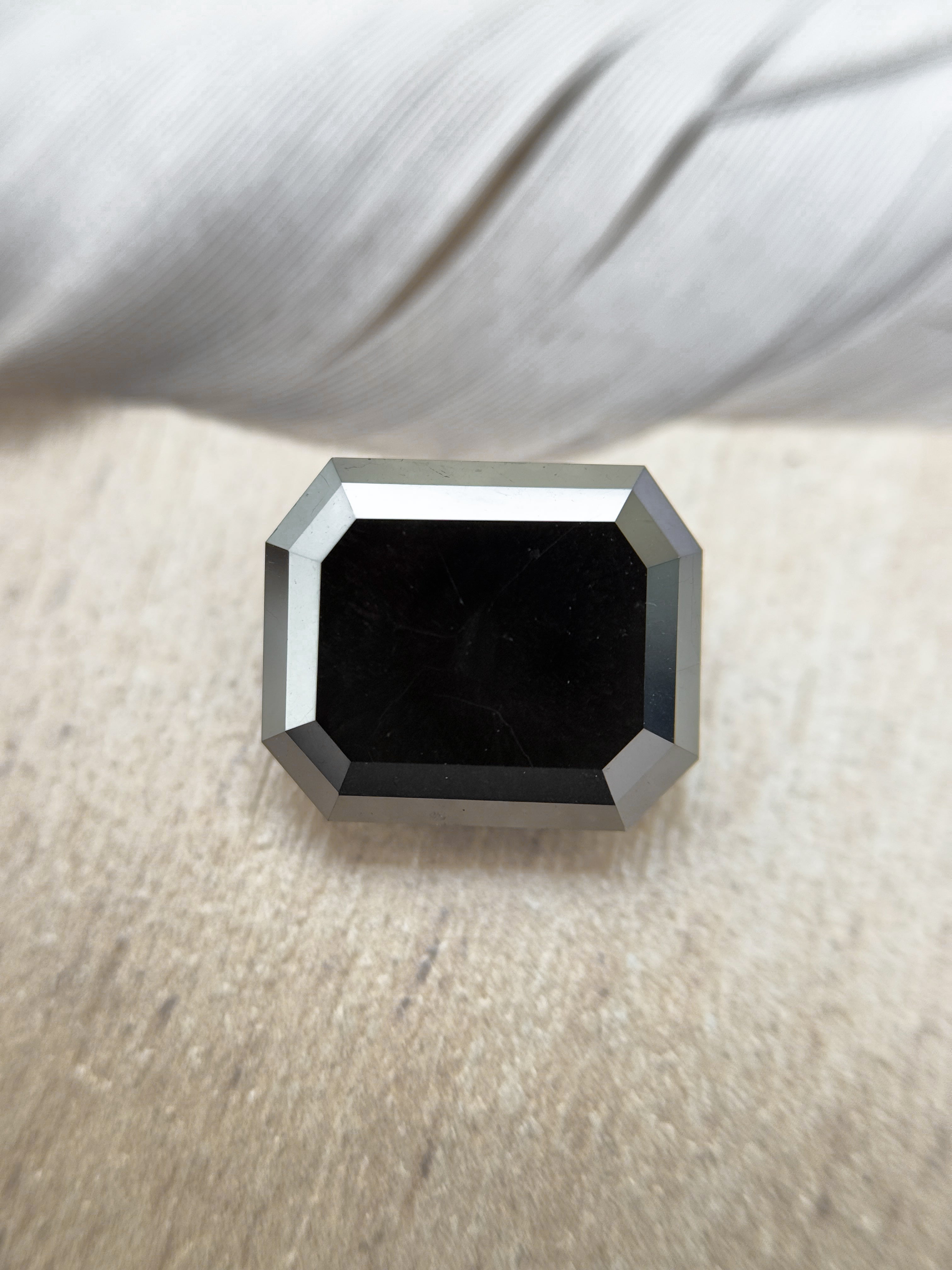 6.44 Ct Emerald Rose Cut Black Natural Salt and Pepper Diamond