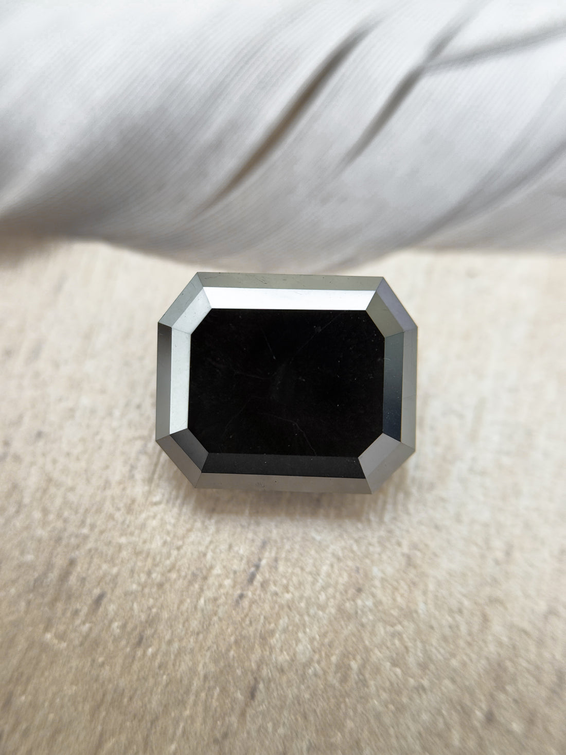 6.44 Ct Emerald Rose Cut Black Natural Salt and Pepper Diamond