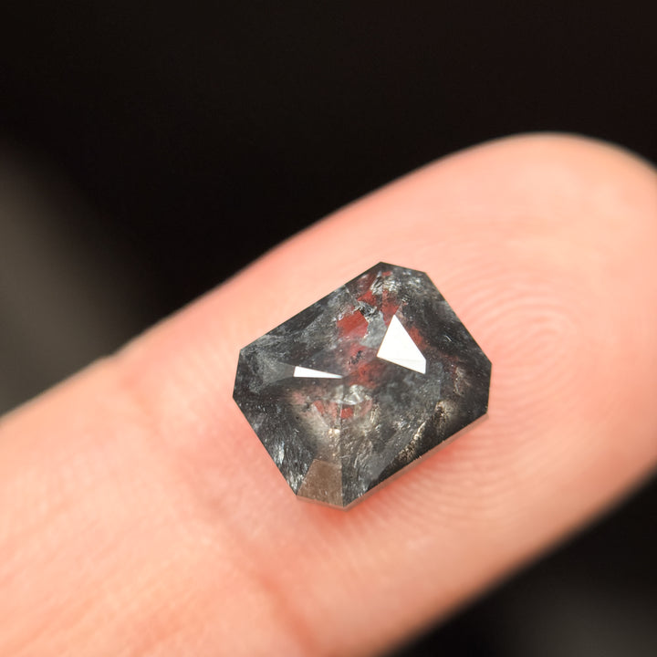 3.86 Ct Emerald Rose Cut Black Natural Vintage Diamond